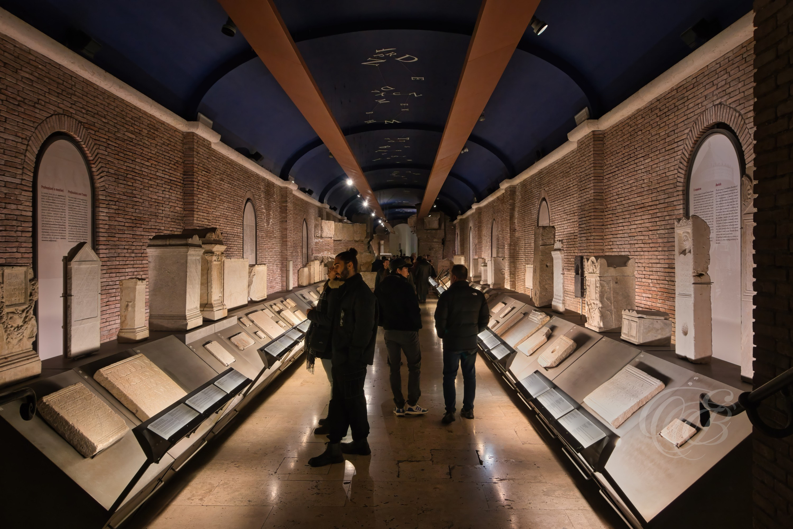 Italy - Rome - Capitoline Museums Lapidary Gallery underground passage beneath Piazza del Campidoglio, corridor connecting Palazzo dei Conservatori and Palazzo Nuovo with ancient inscriptions and artifacts, photography of Italy, Eduardo Bartoli Photography