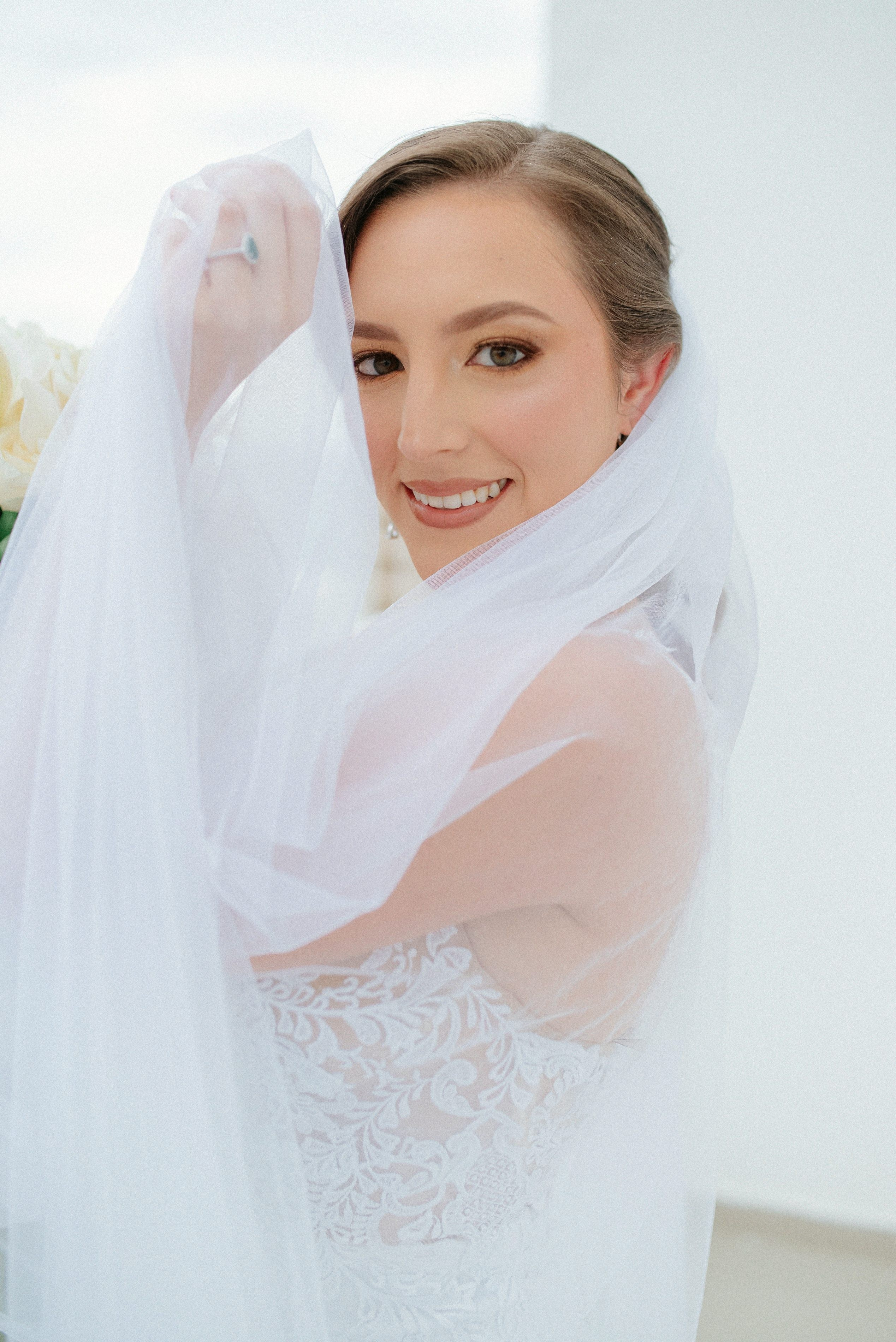 Bride portrait with veil in Cartagena, destination wedding photography, emotional moment