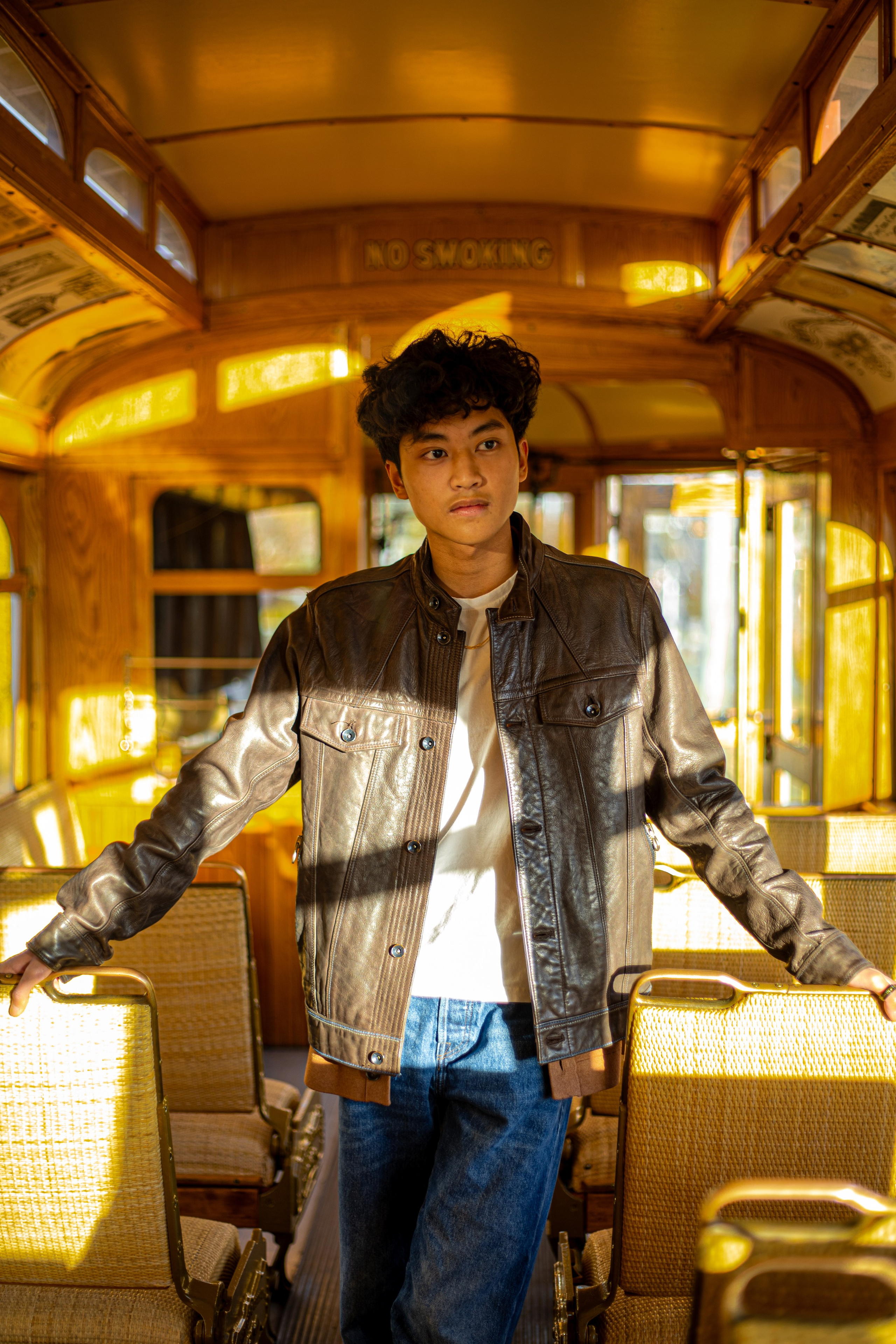 Anzel’s Timeless Elegance in a Retro Tram Photoshoot. ProFly Media Inc. — Cinematic photo and video production for brands, businesses, and spaces in Calgary