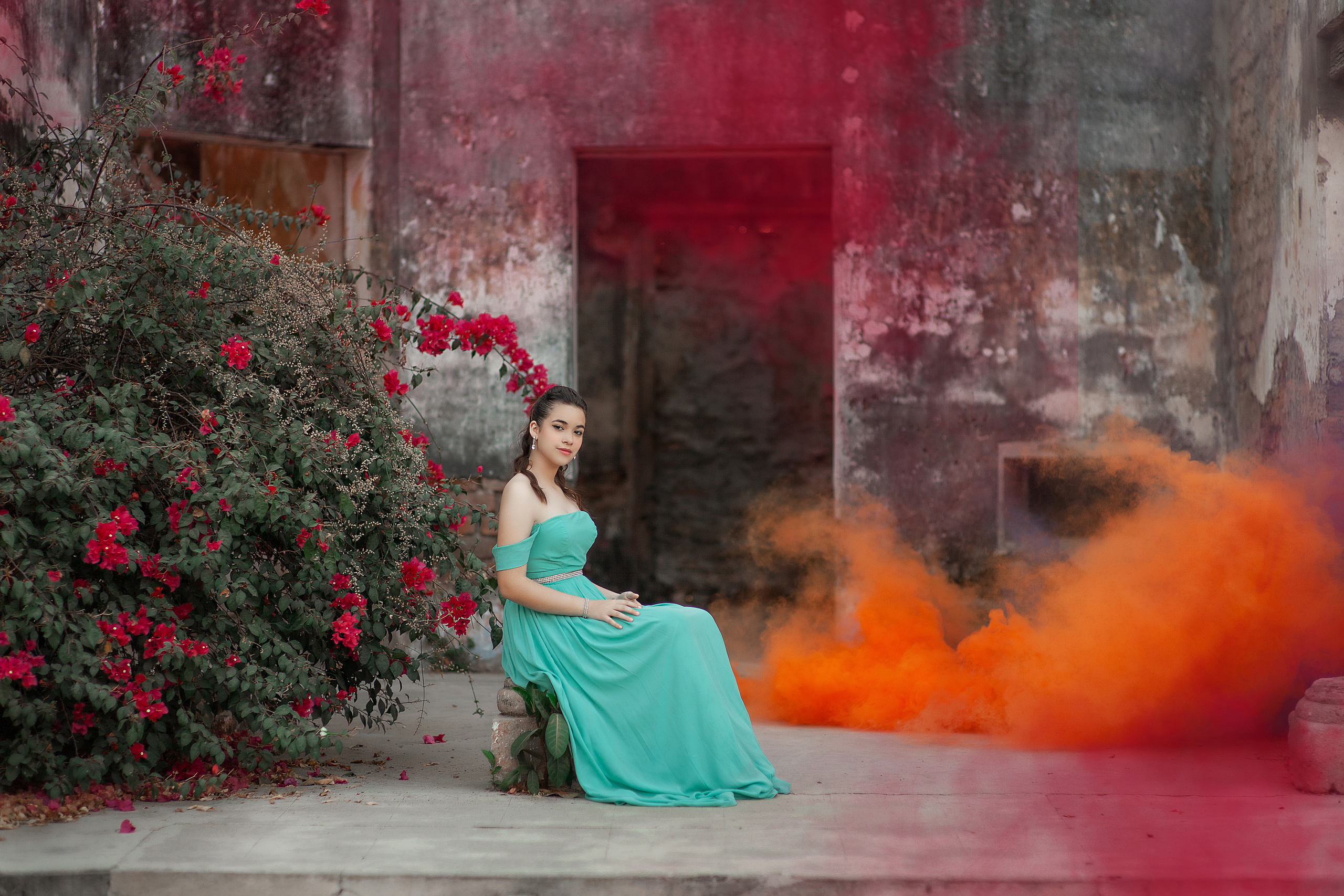 Fotos de xv con bombas de humo de colores