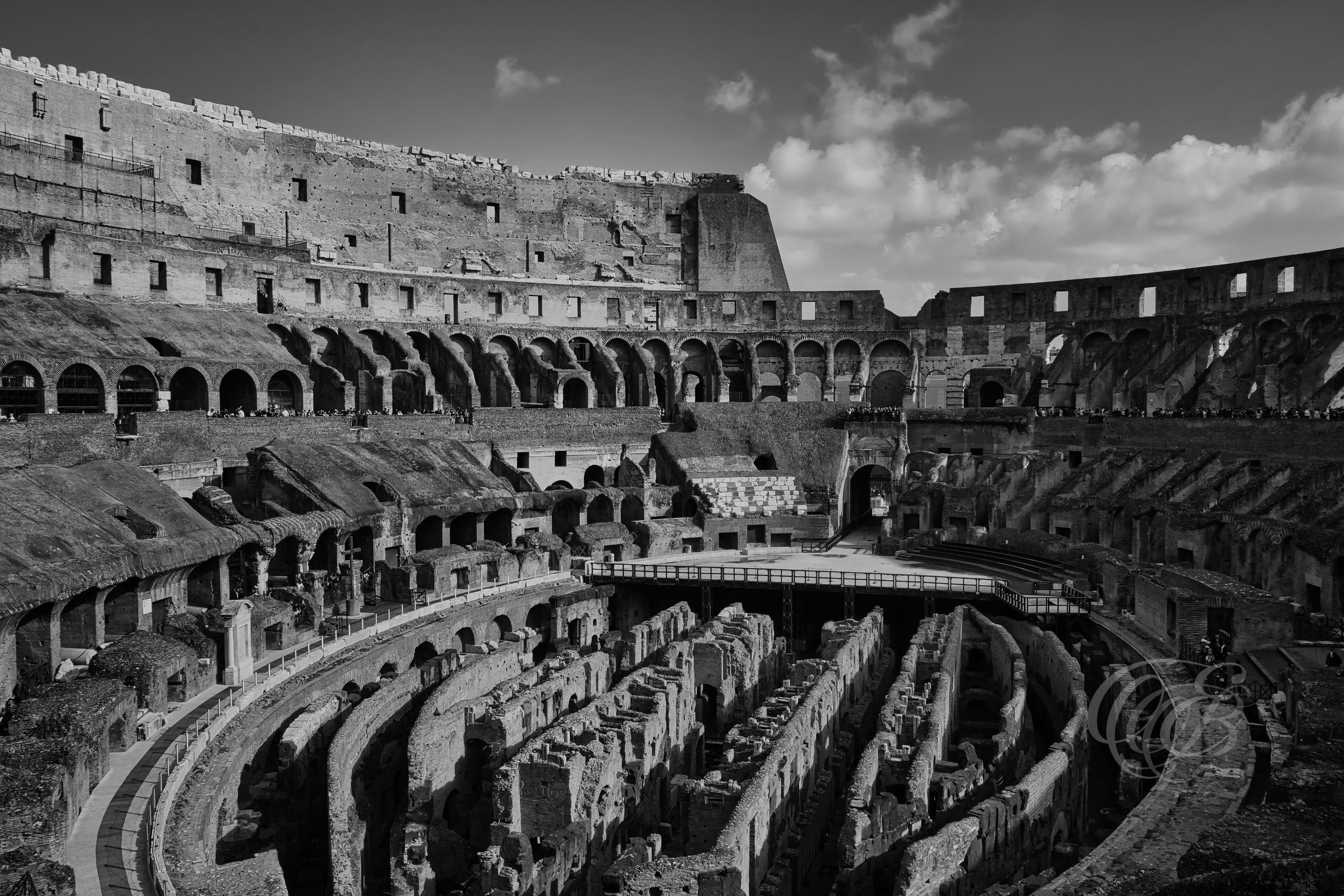 ITALY – ROME – Colosseum interior in summer in black and white, photography of Italy, Eduardo Bartoli Photography