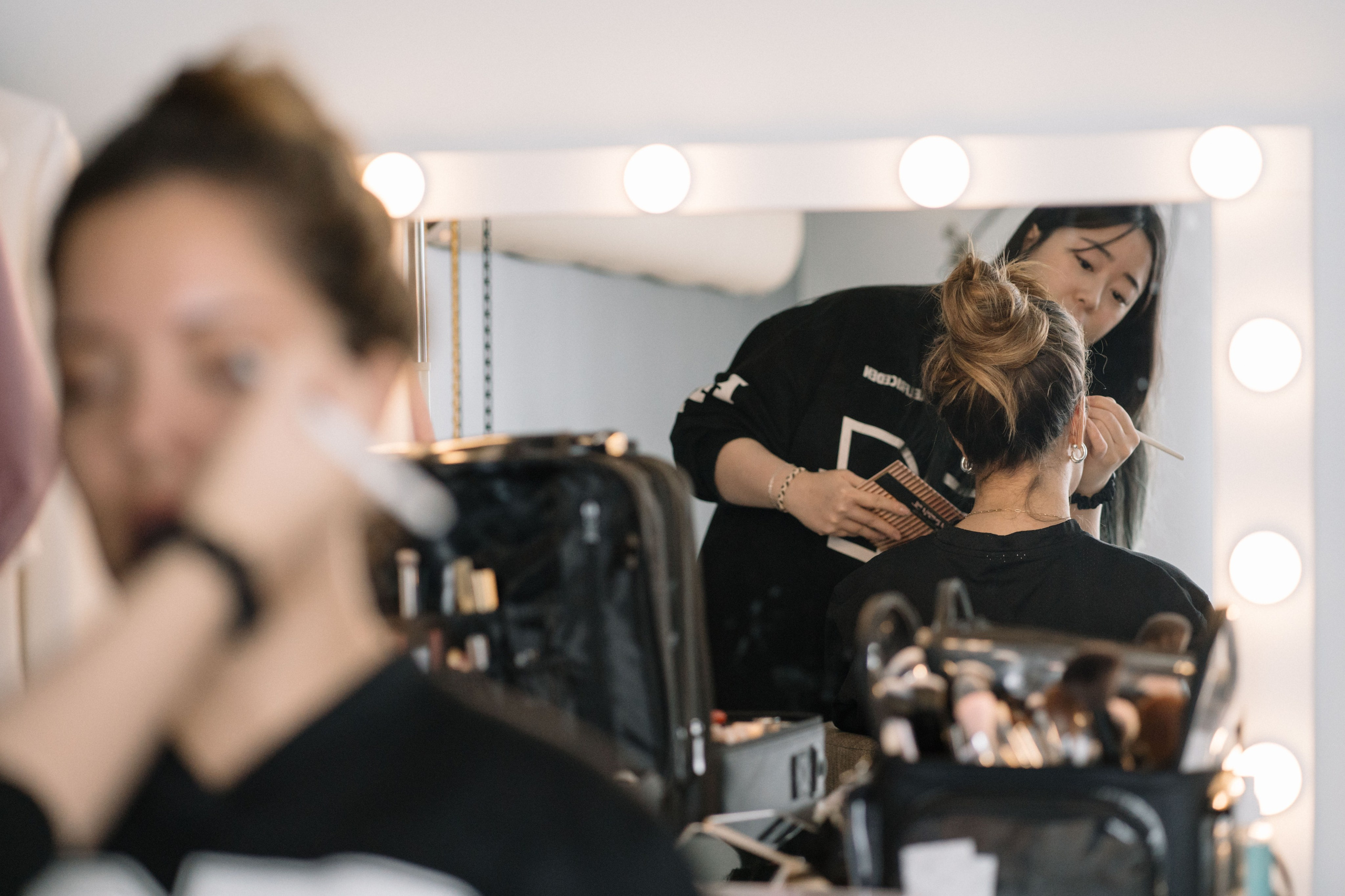 Studio makeup prep for legacy family photography session by experienced Burnaby portrait photographer