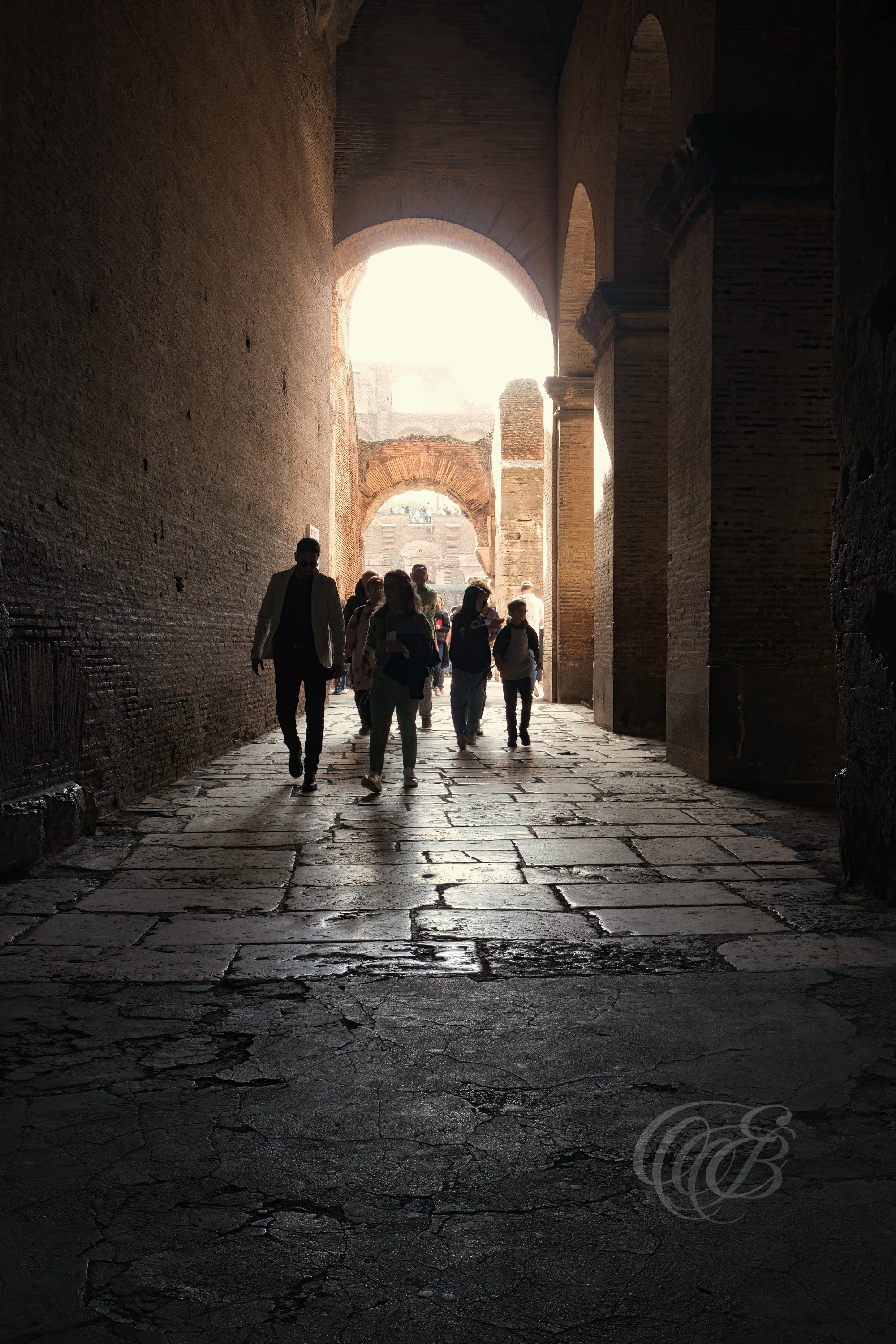 Italy - Rome - Colosseum vaulted tunnels beneath the amphitheater, ancient Roman hypogeum with stone corridors and arched passageways, photography of Italy, Eduardo Bartoli Photography