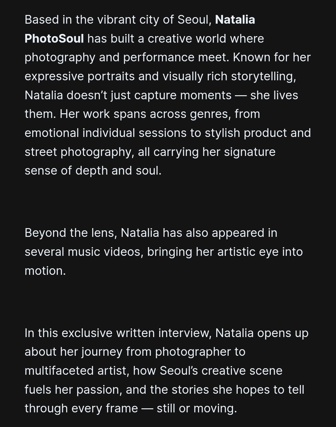 Through Her Lens: The Art and Soul of Natalia PhotoSoul!. Фотограф в Сеуле, Южная Корея Наталья Доброквашина