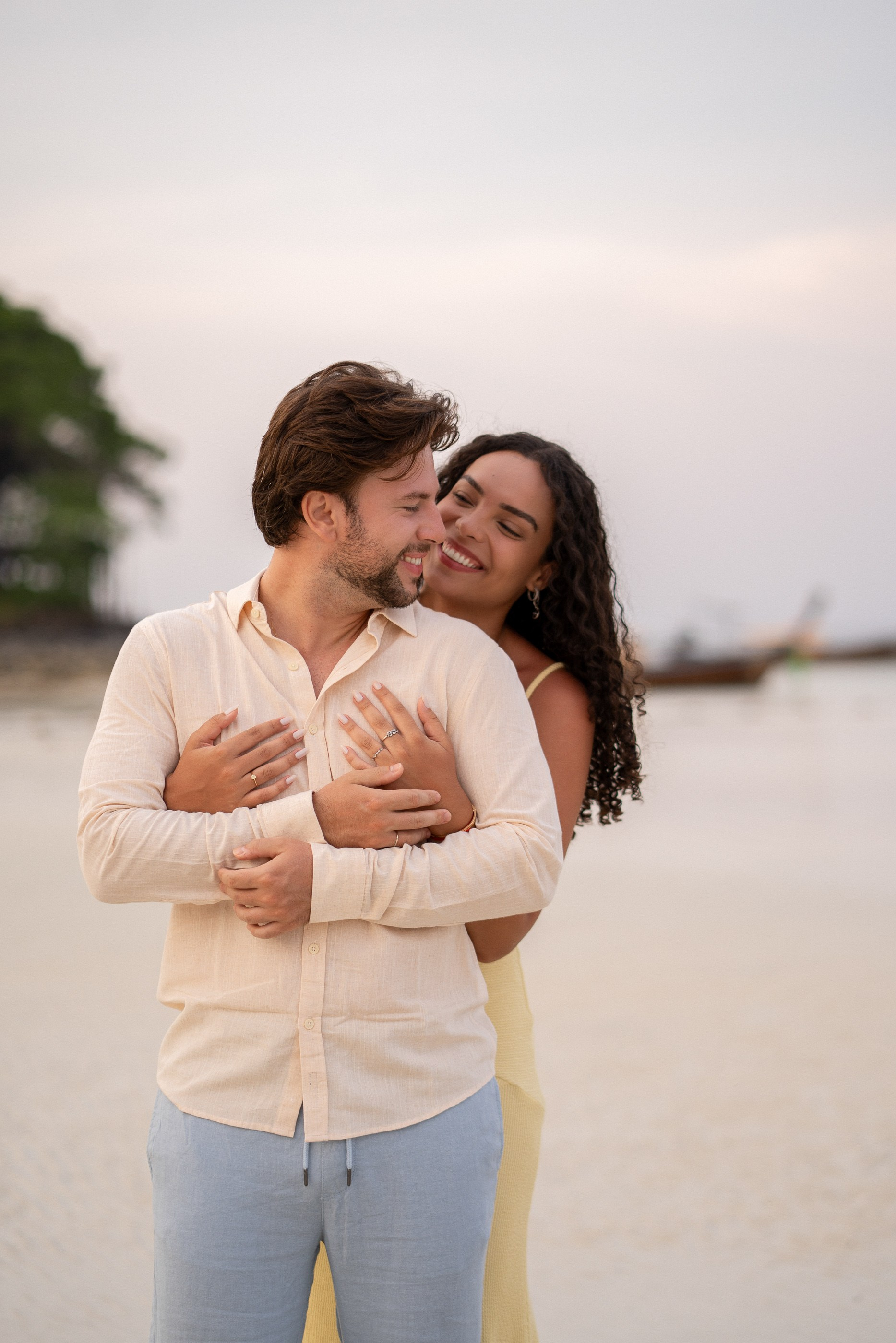 Elegant wedding photoshoot in Phuket capturing a newlywed couple beside the Andaman Sea