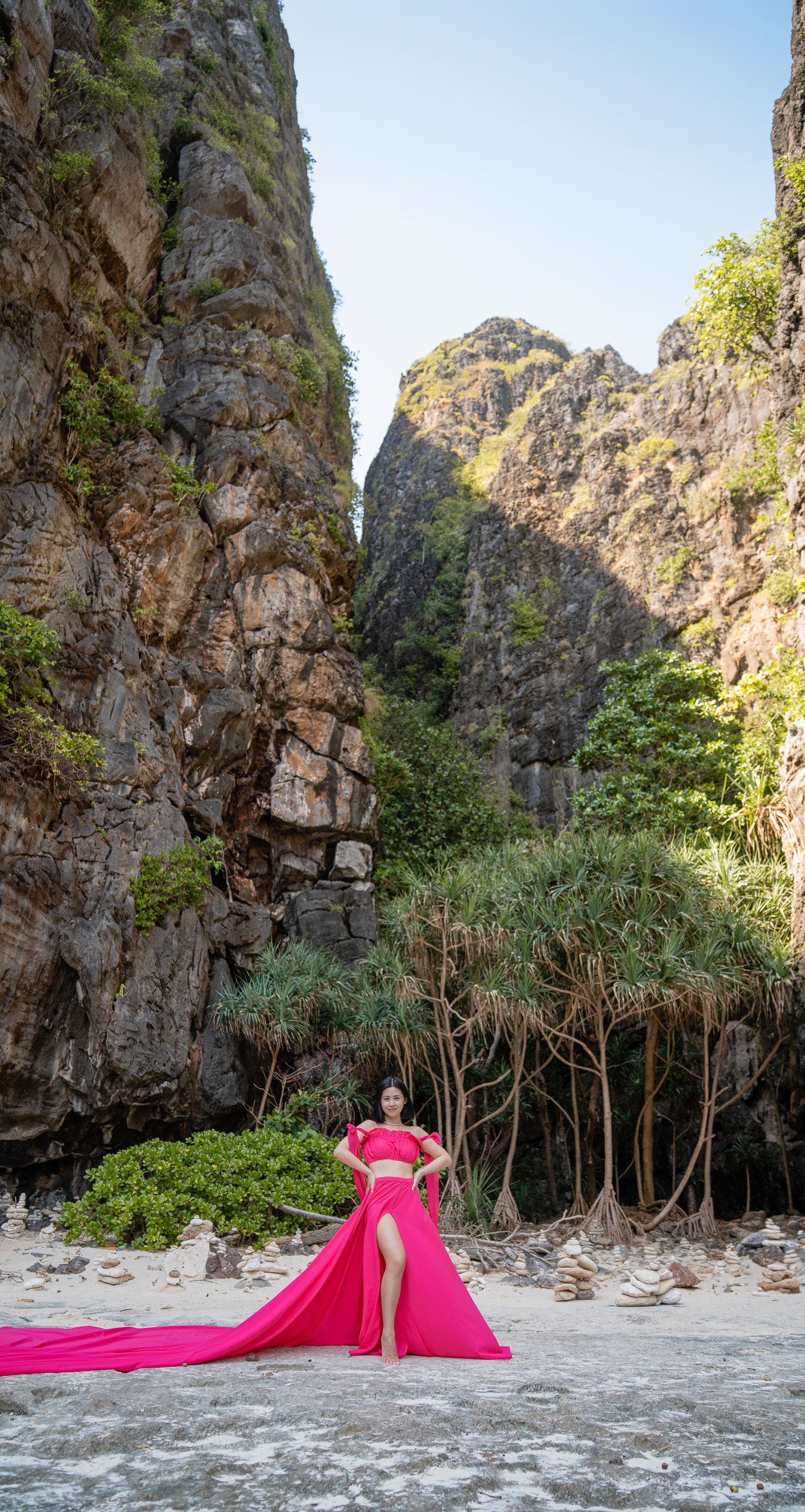 Luxury portrait photoshoot in Phuket featuring a woman on a secluded tropical beach