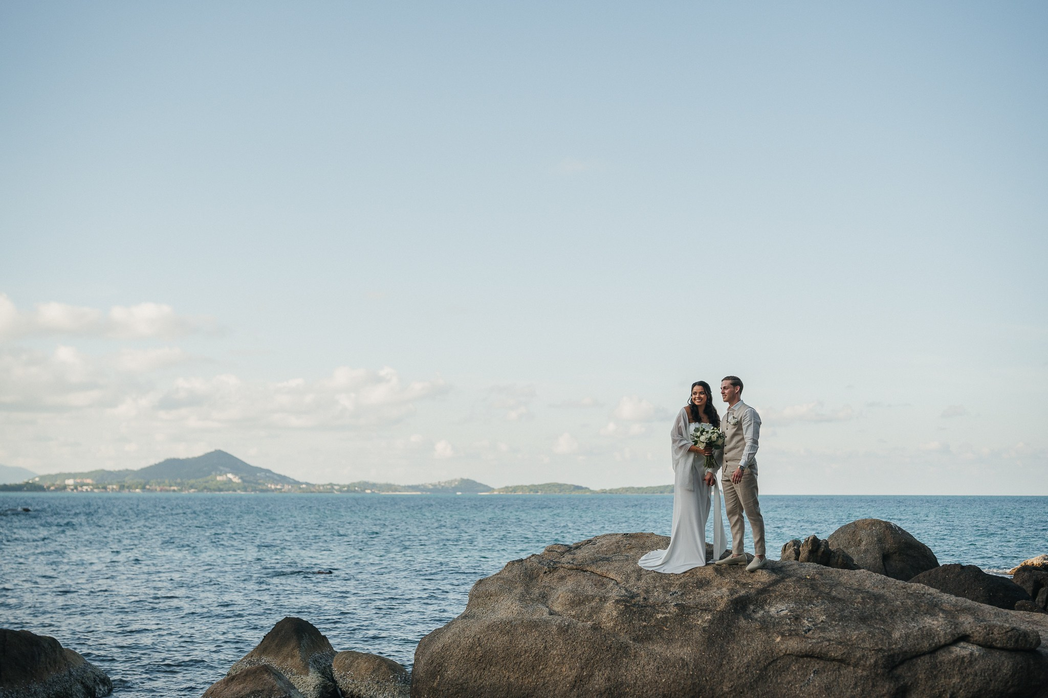 Romantic villa wedding venue decorated with fresh flowers in Koh Samui