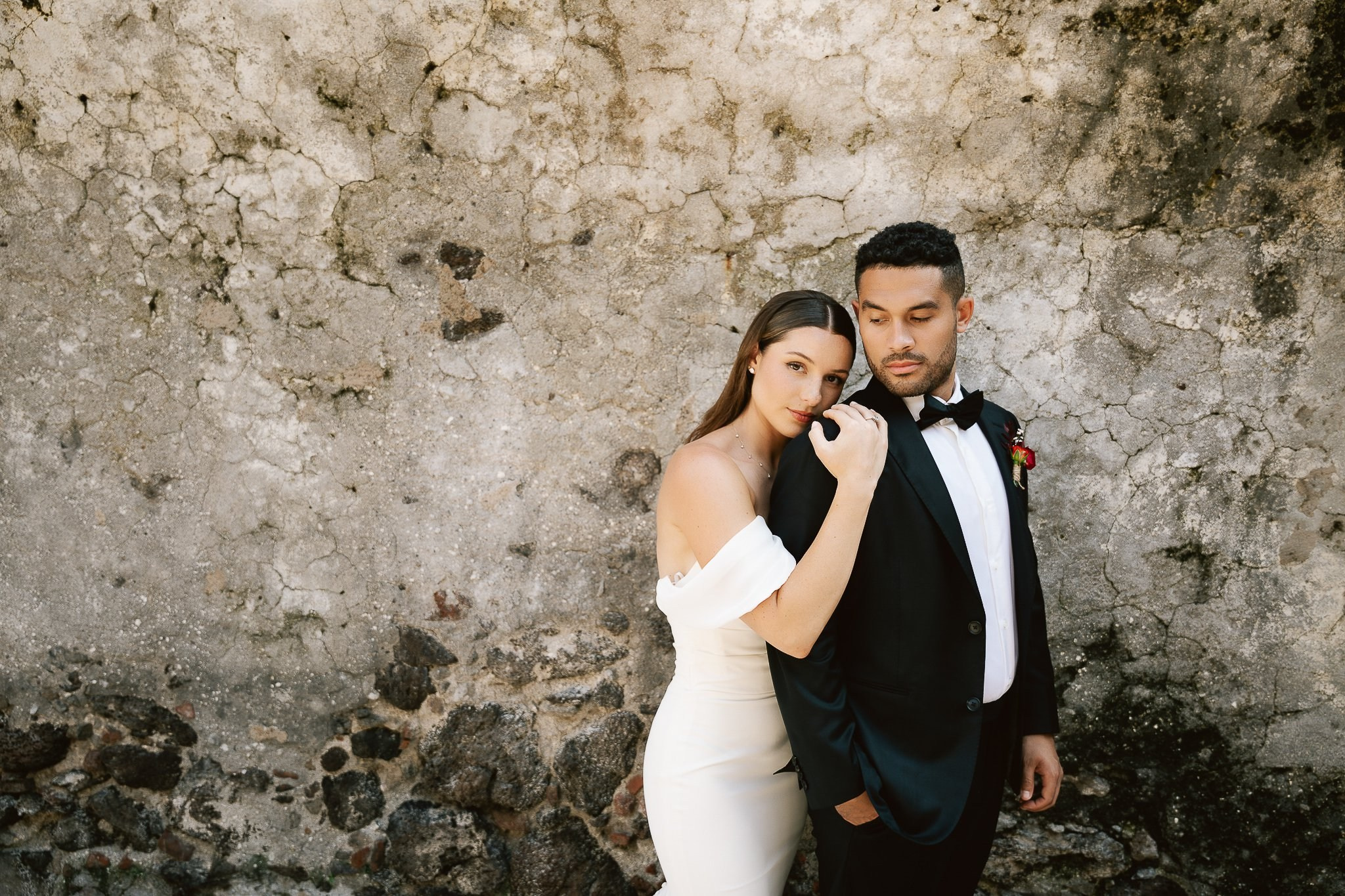 First look between the couple at their destination wedding at Hacienda San Antonio El Puente
