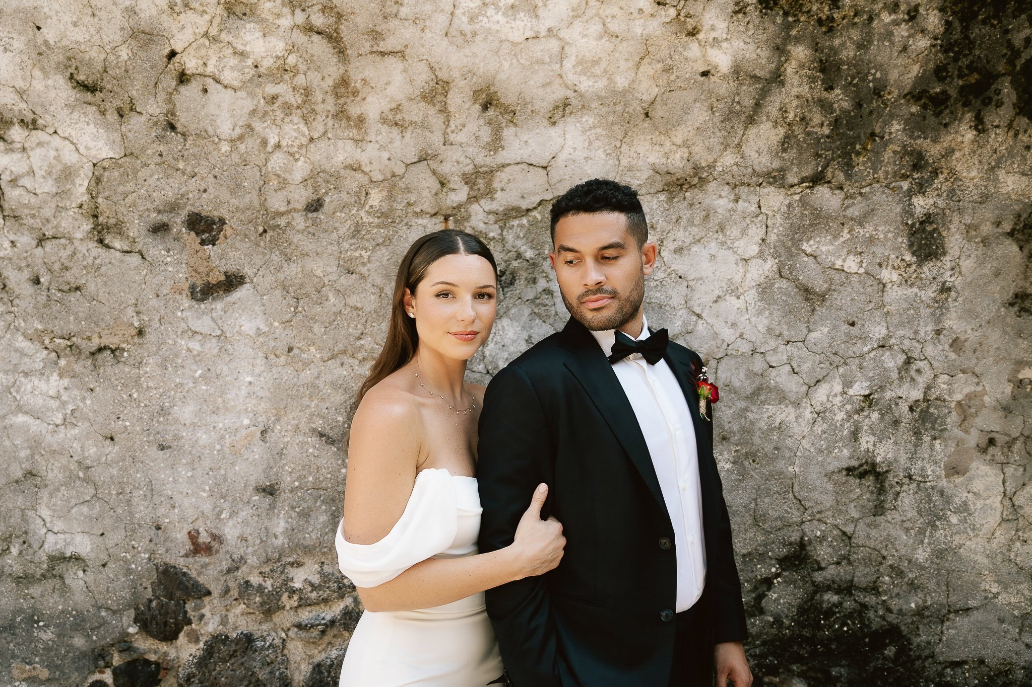 First look between the couple at their destination wedding at Hacienda San Antonio El Puente