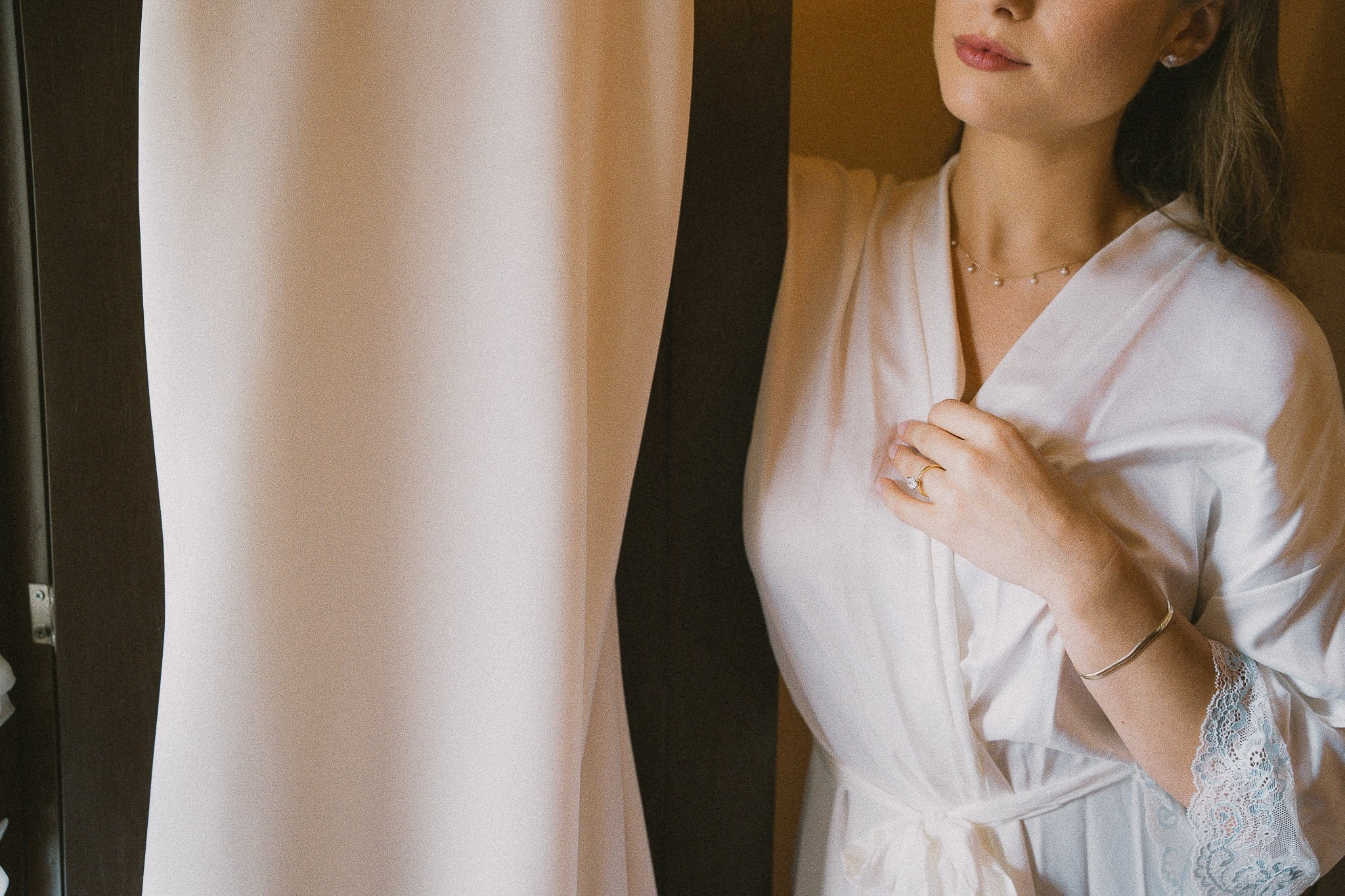Bride getting ready before her destination wedding at Hacienda San Antonio El Puente, Mexico