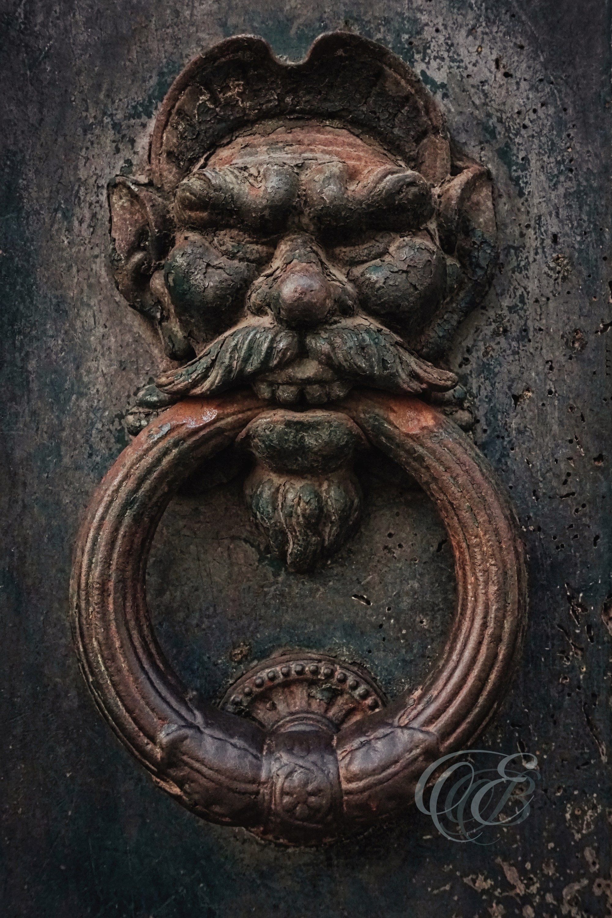 Rome Italy – Old Door Knocker vintage – Eduardo Bartoli Fine Art Photography – Vintage photograph of an old door knocker in Rome, Italy, by Eduardo Bartoli.
