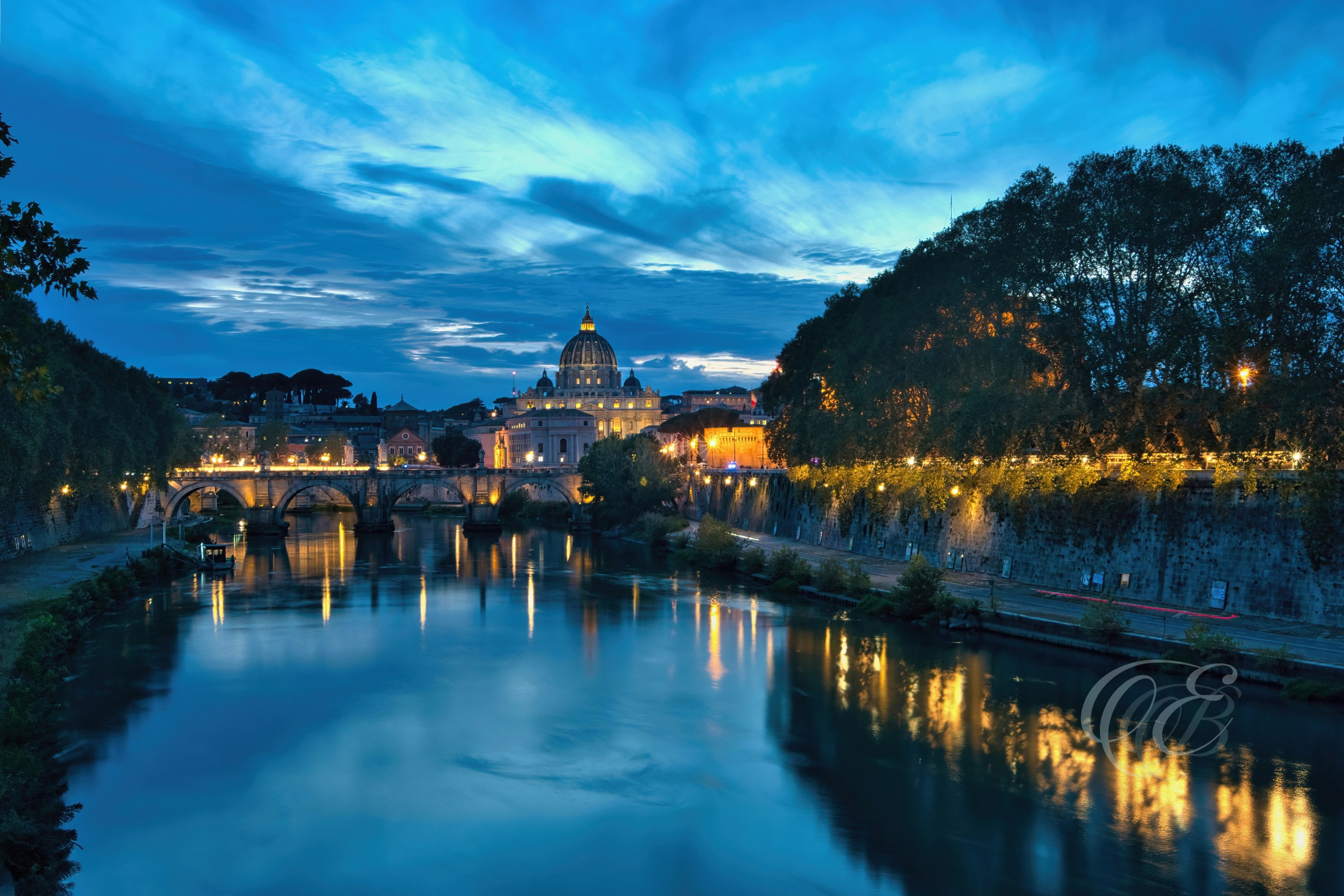 Rome Italy - Blue Sunset at The Ponte Sant'Angelo - Eduardo Bartoli Fine Art Photography - Blue sunset at Ponte Sant’Angelo in Rome, Italy – fine art photography by Eduardo Bartoli.