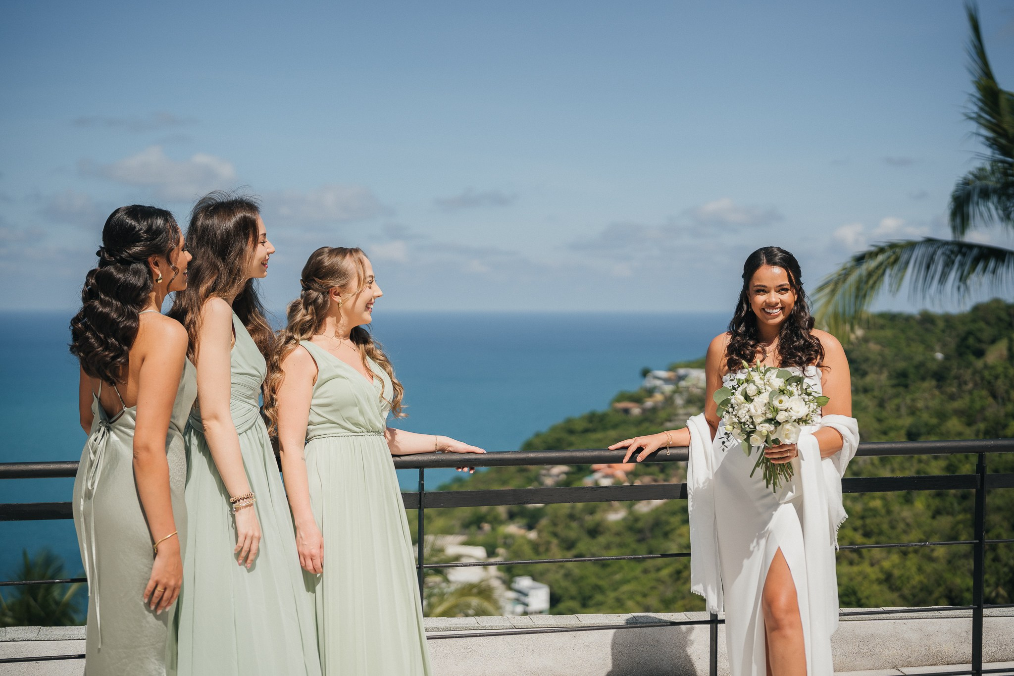 Elegant villa wedding ceremony overlooking the ocean in Koh Samui, Thailand