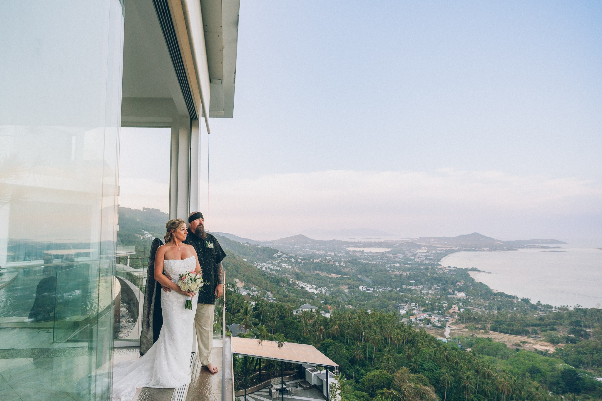 Romantic wedding setup at a private luxury villa on Koh Samui island