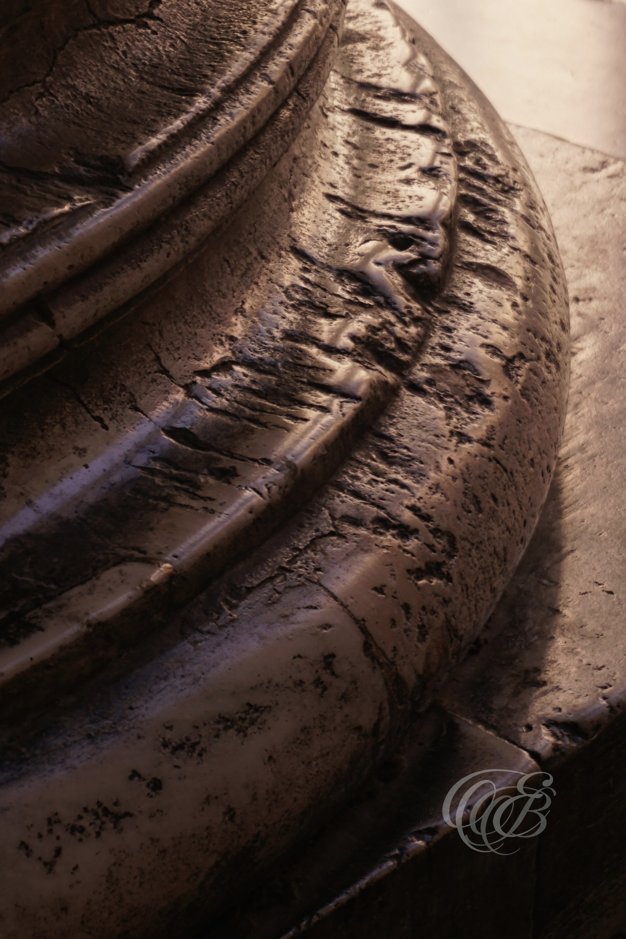 ITALY TRAVEL PHOTOGRAPHY – ITALY – ROME — Marble Bases of the Pantheon — Close-up of marble column bases at the Pantheon showing ancient Roman stonework and architectural detail from the 2nd century AD temple, Rome, Italy — Eduardo Bartoli Photography.