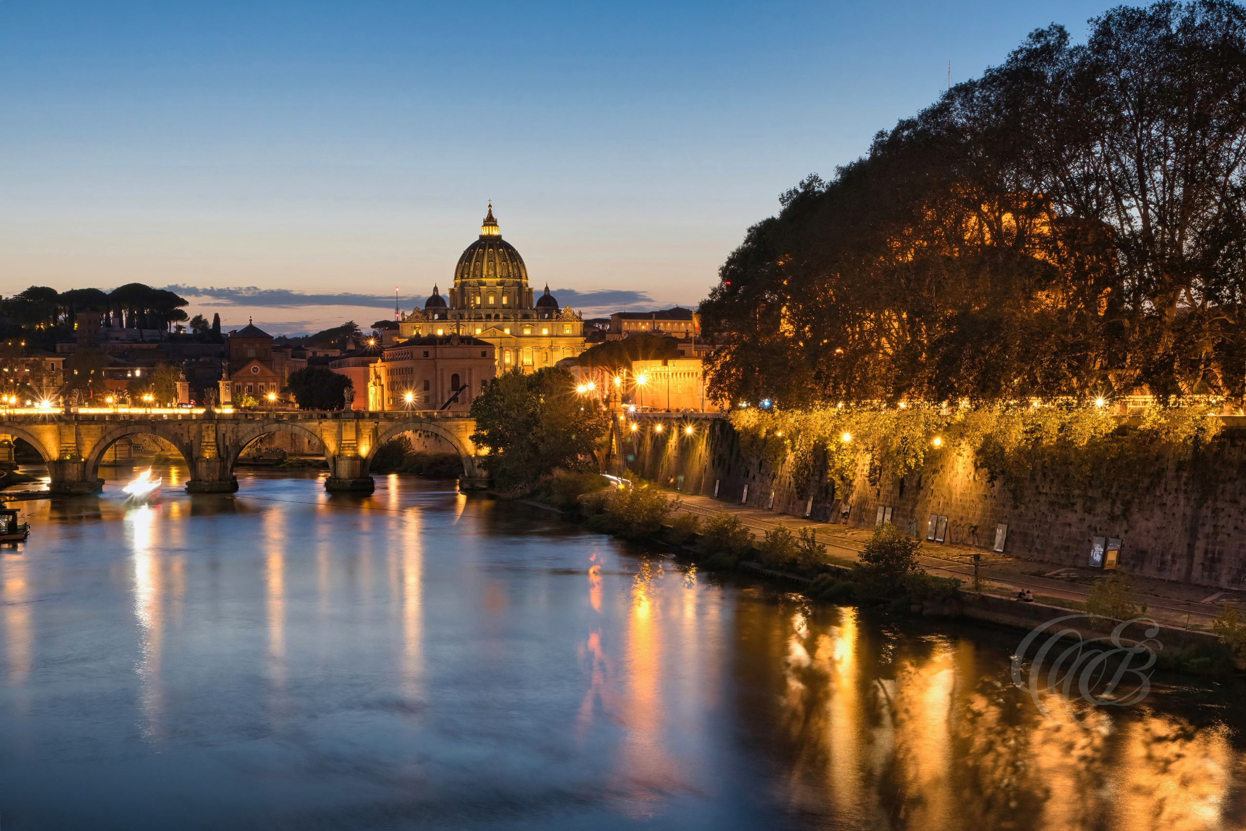 ITALY PHOTOGRAPHY — Sunset Overlooking St. Peter's Basilica — View of the dome of St. Peter's Basilica rising above the skyline of Rome and Vatican City, one of Italy's most celebrated architectural landmarks — Eduardo Bartoli Photography.
