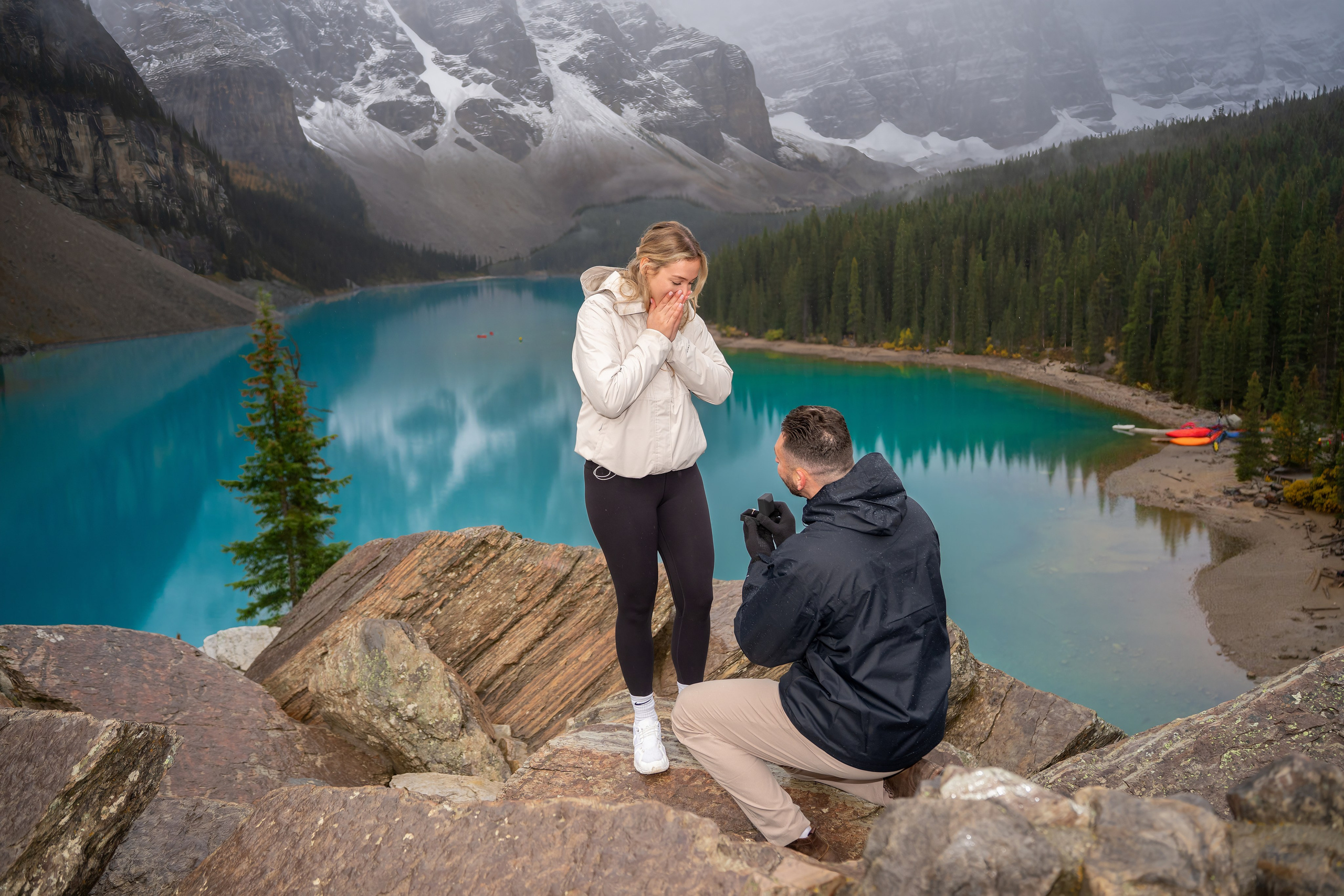 Dimitri & Valerie — Surprise Proposal / Moraine Lake — Banff. Engagement, Wedding & Family Photographer in Calgary | allo Photography