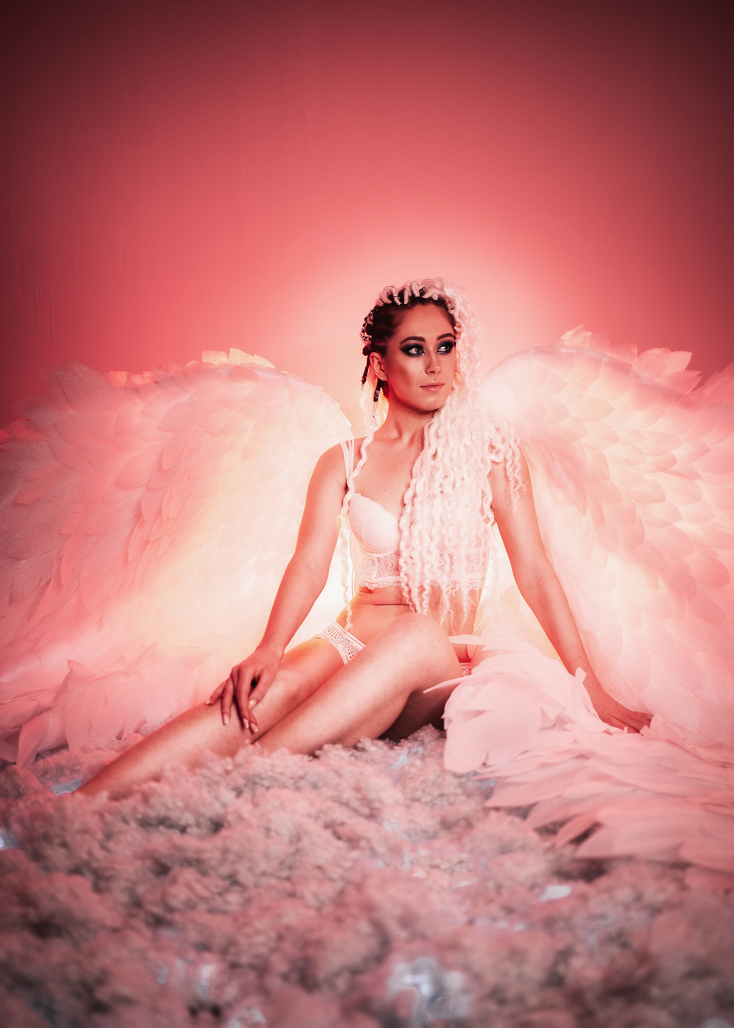 Portrait photo shoot with angel wings, Dimitri Ilkov, photographer Edmonton