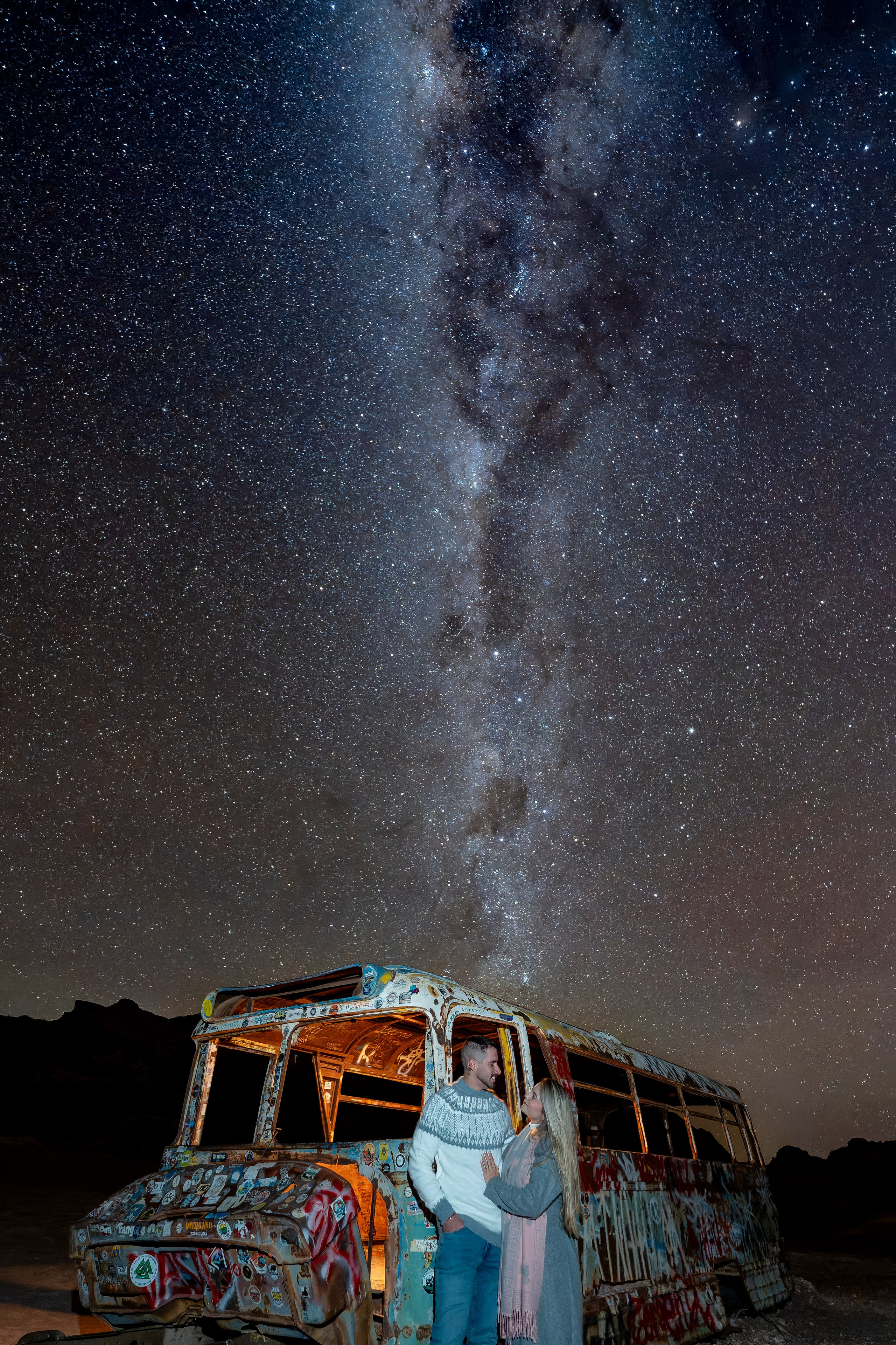 Vallecito Noturno — Pedido de casamento. Fotógrafo em San Pedro de Atacama