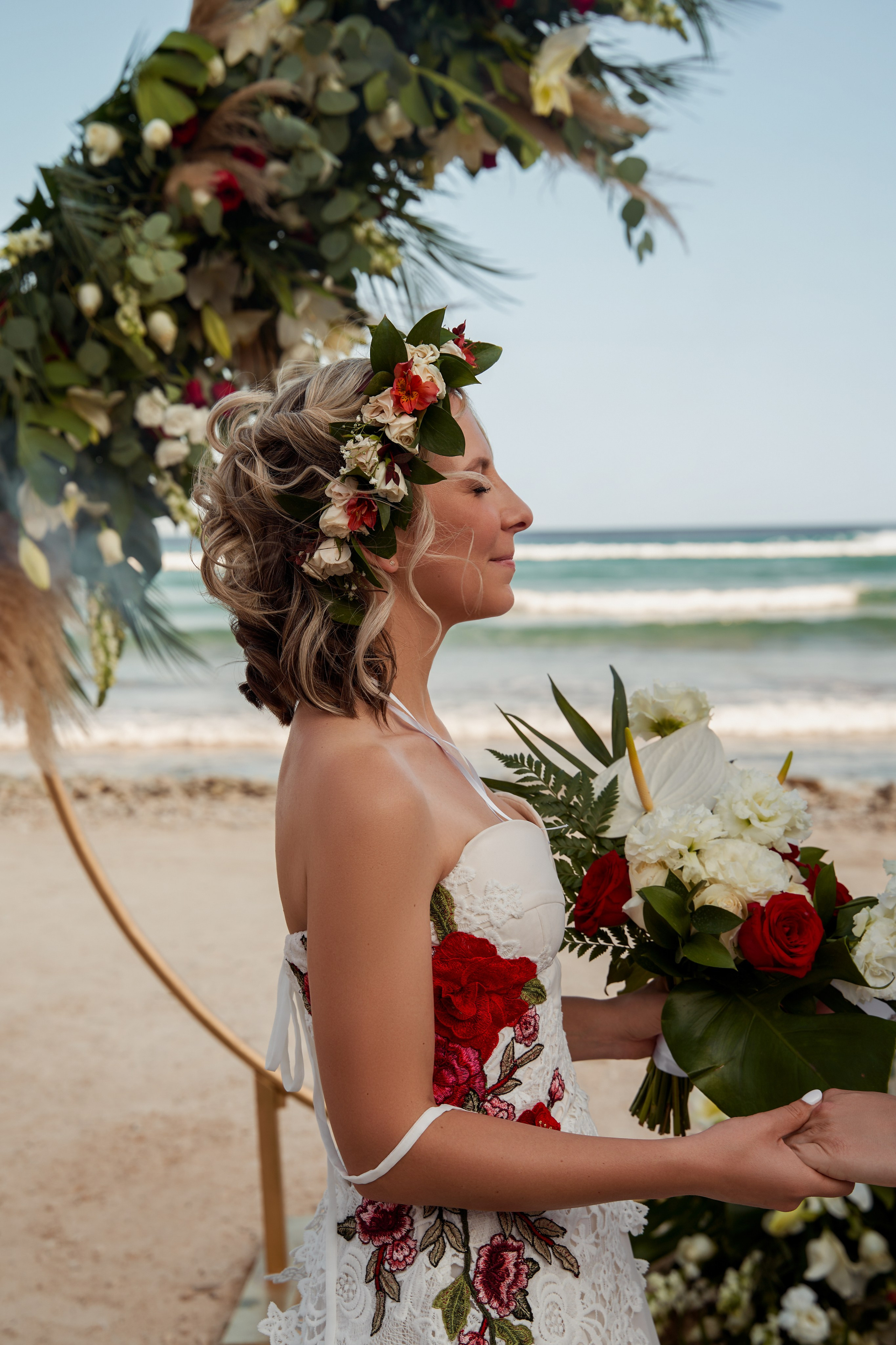 Bride candid moment at Cancun wedding