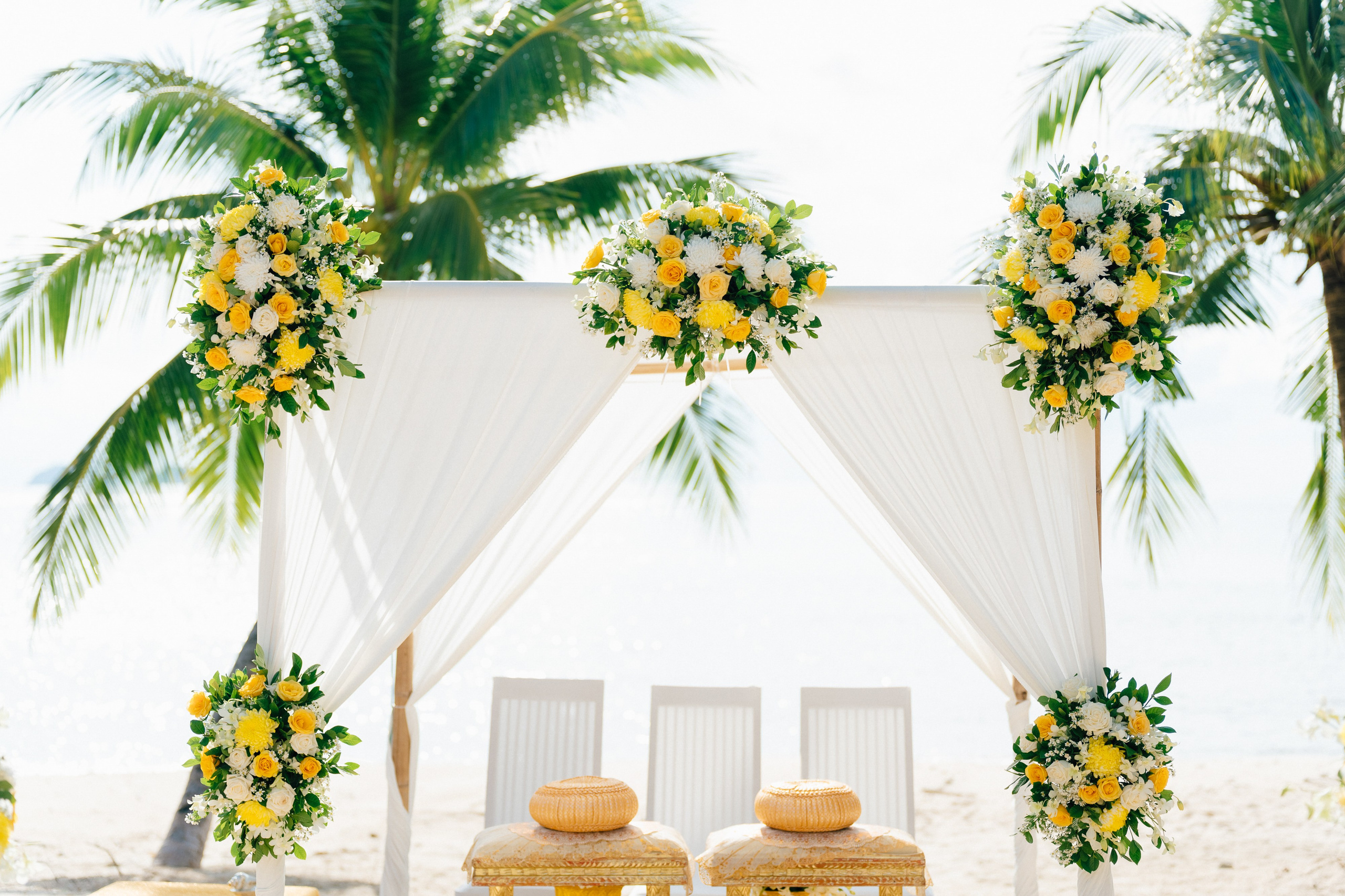 Buddhist Wedding Ceremony on the Beach in Koh Samui, Thailand