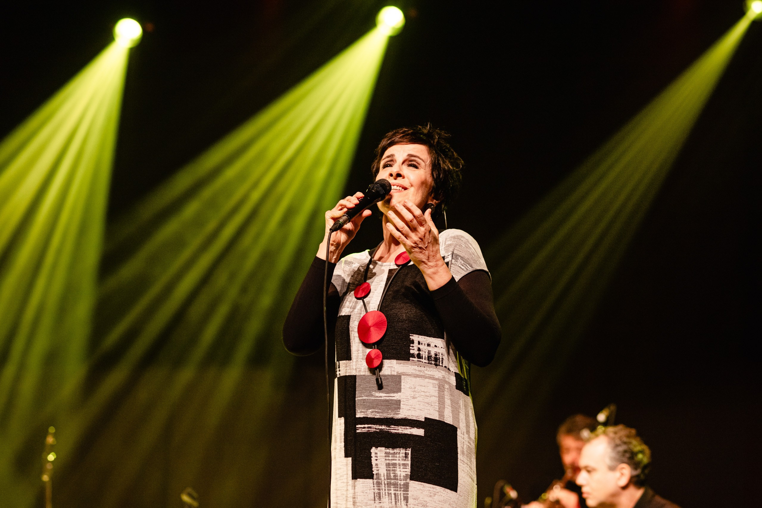 Fotografia de show da cantora Leila Pinheiro no Teatro Municipal de Itajaí