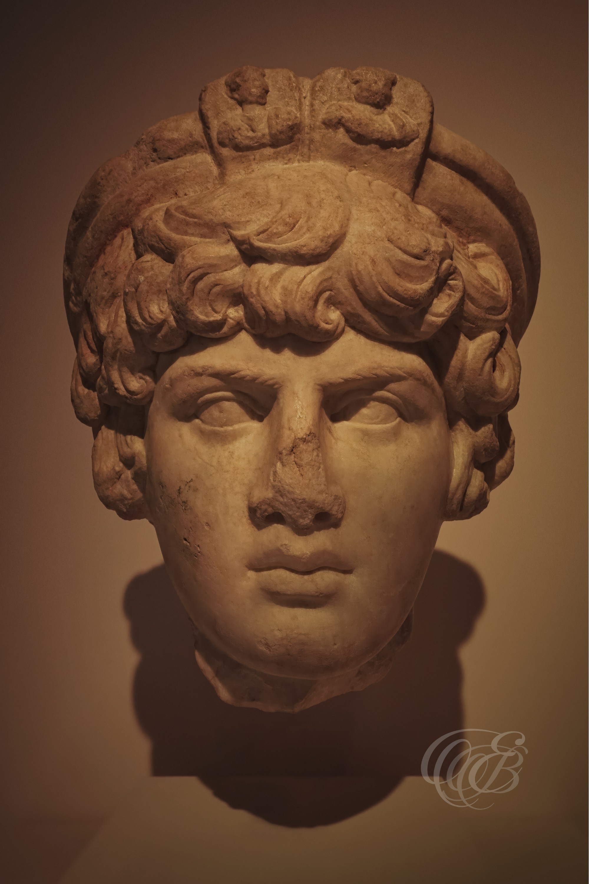 Rome, Italy—Sculpture in the Antiquarium of Hadrian’s Villa—Eduardo Bartoli Photography—Photograph of a sculpture displayed in the Antiquarium of Hadrian’s Villa, imperial residence constructed between AD 118 and AD 138 for Emperor Hadrian near Rome, Italy—Rome, Italy—Sculpture in the Antiquarium of Hadrian’s Villa—Eduardo Bartoli Photography.