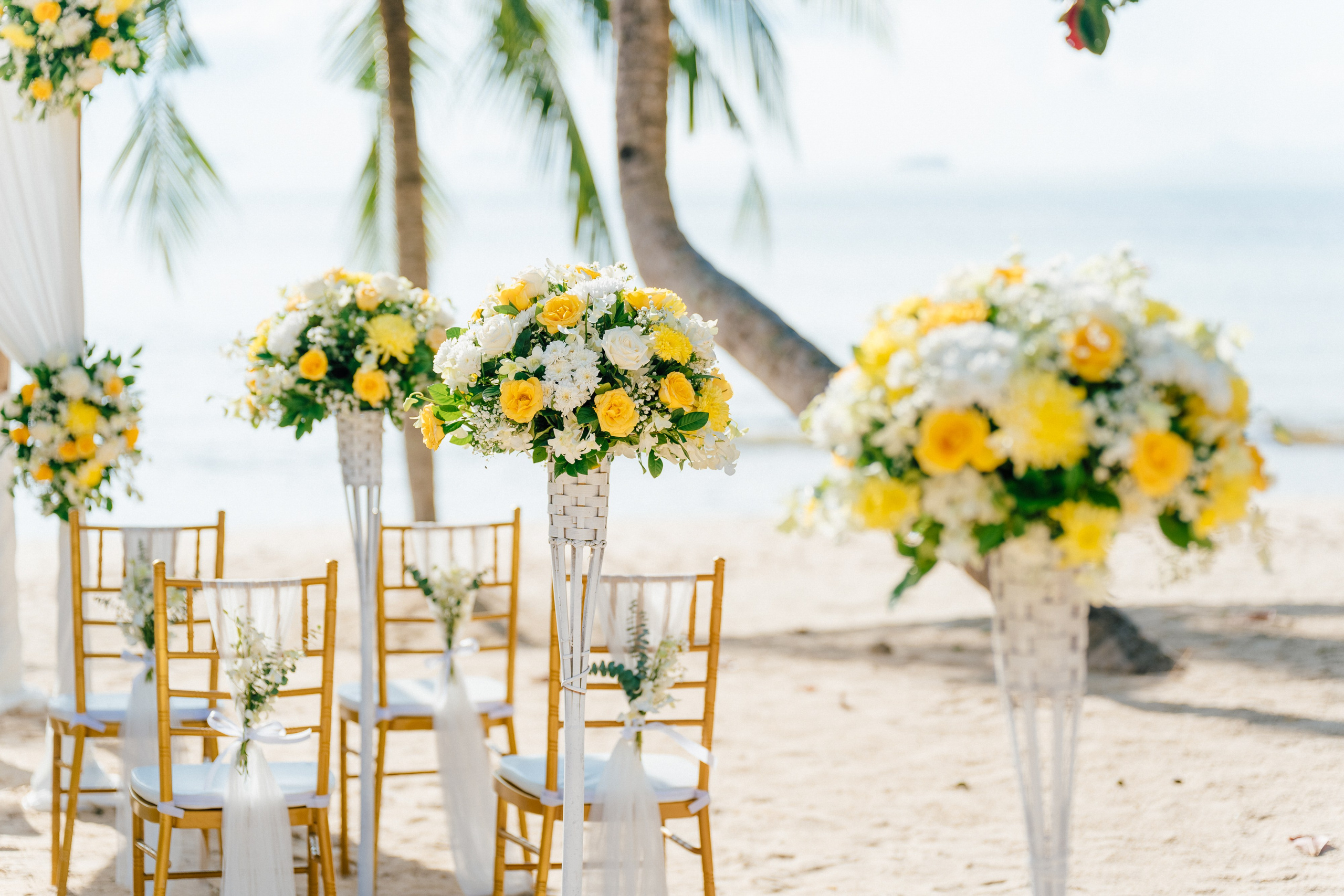 Buddhist Wedding Ceremony on the Beach in Koh Samui, Thailand