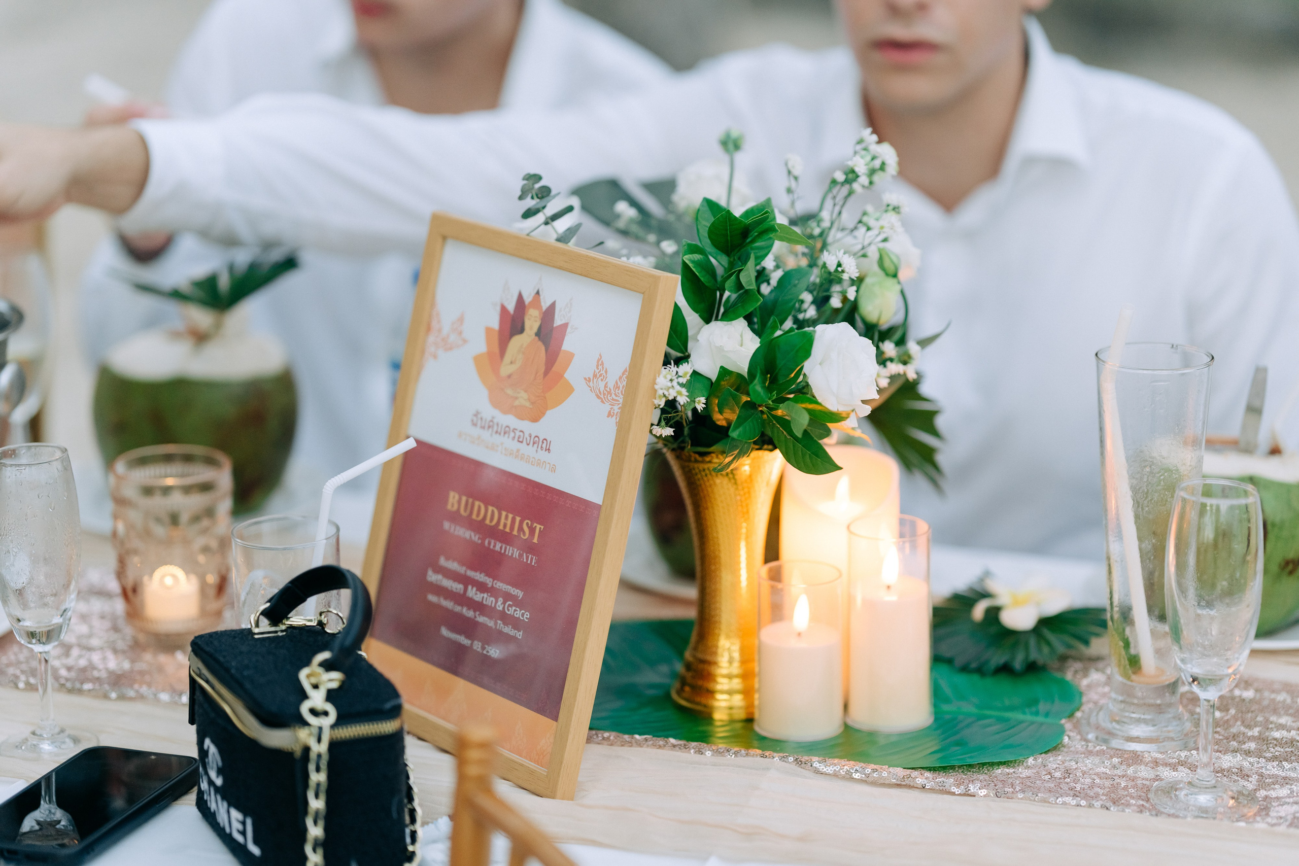 Buddhist Wedding Ceremony on the Beach in Koh Samui, Thailand