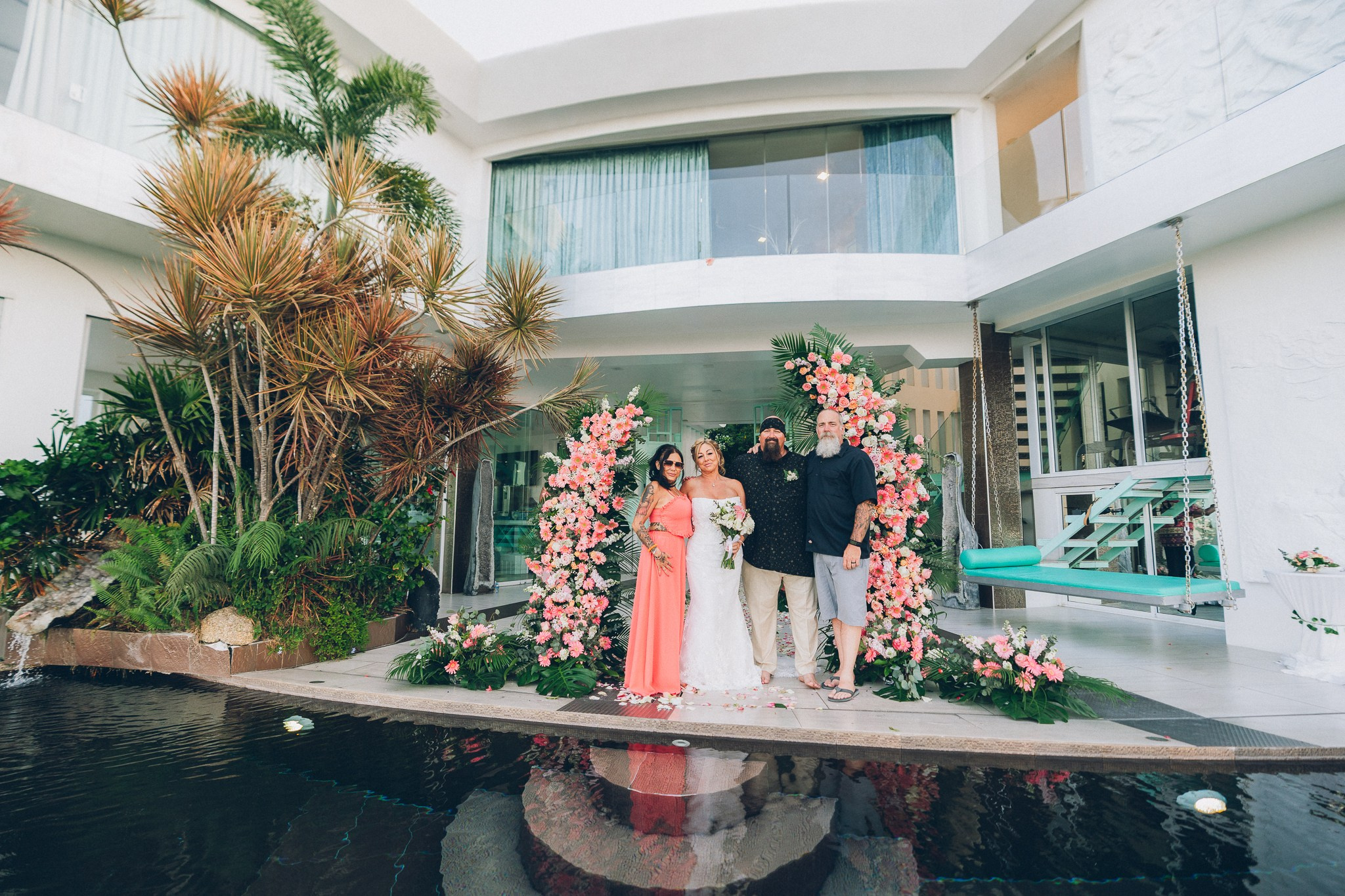 Romantic wedding setup at a private luxury villa on Koh Samui island