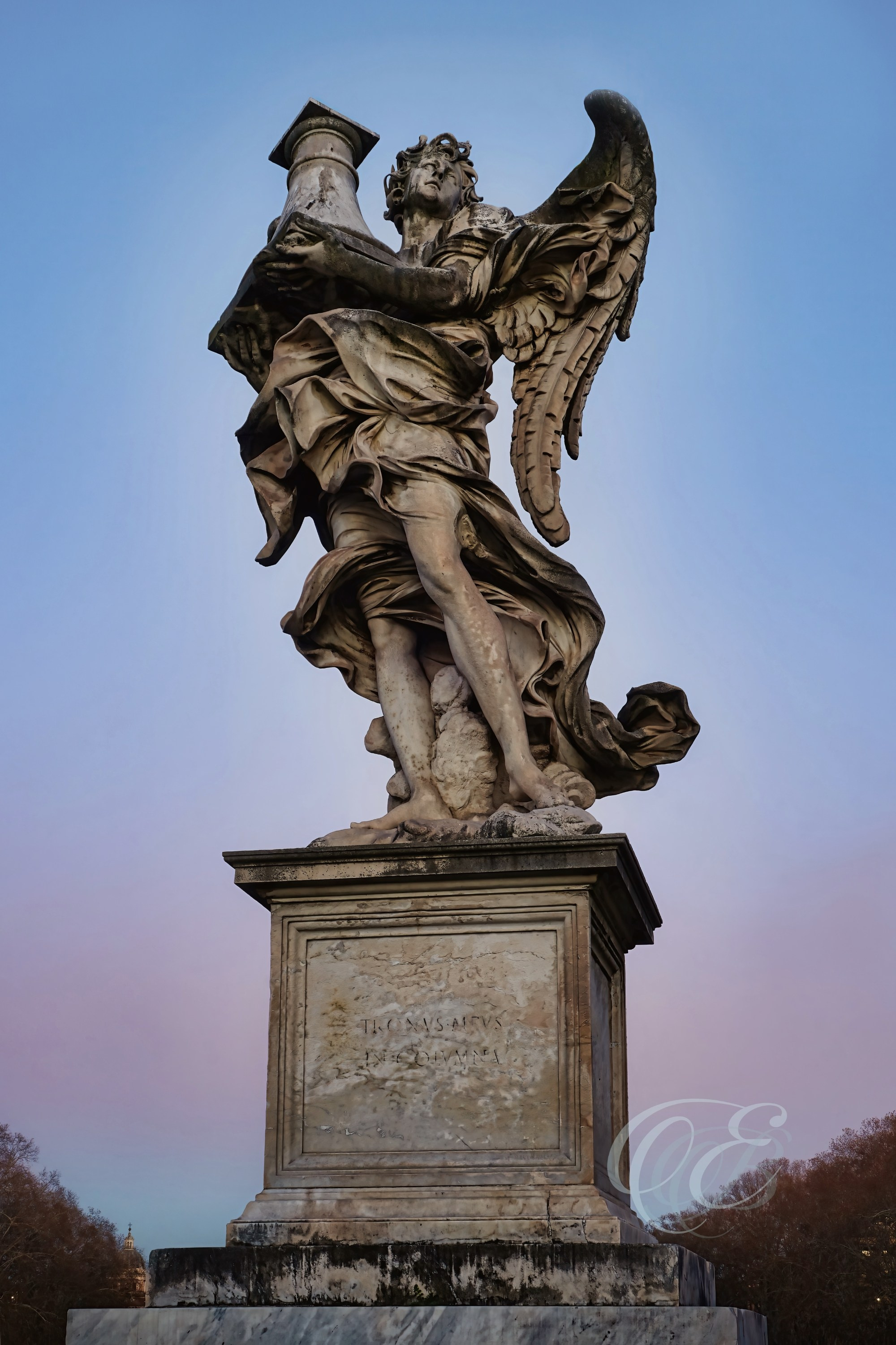 Rome Italy - Ponte Sant'Angelo Angel with the Column - Eduardo Bartoli Fine Art Photography - Angel with the Column on Ponte Sant’Angelo in Rome, Italy – fine art photography by Eduardo Bartoli.