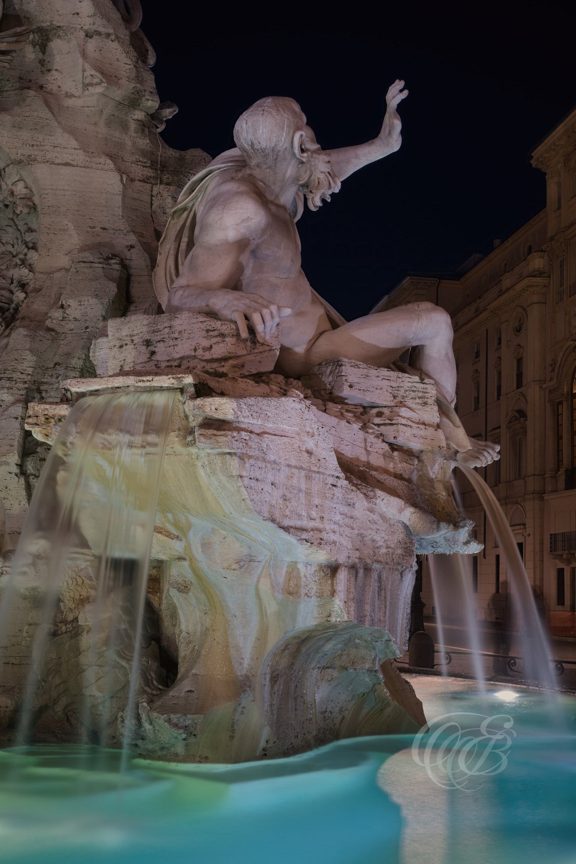 Rome, Italy—The Fountain of the Four Rivers—Eduardo Bartoli Photography—Photograph of the Fountain of the Four Rivers in Piazza Navona, Baroque masterpiece created by Gian Lorenzo Bernini in 1651 for Pope Innocent X—Rome, Italy—The Fountain of the Four Rivers—Eduardo Bartoli Photography.