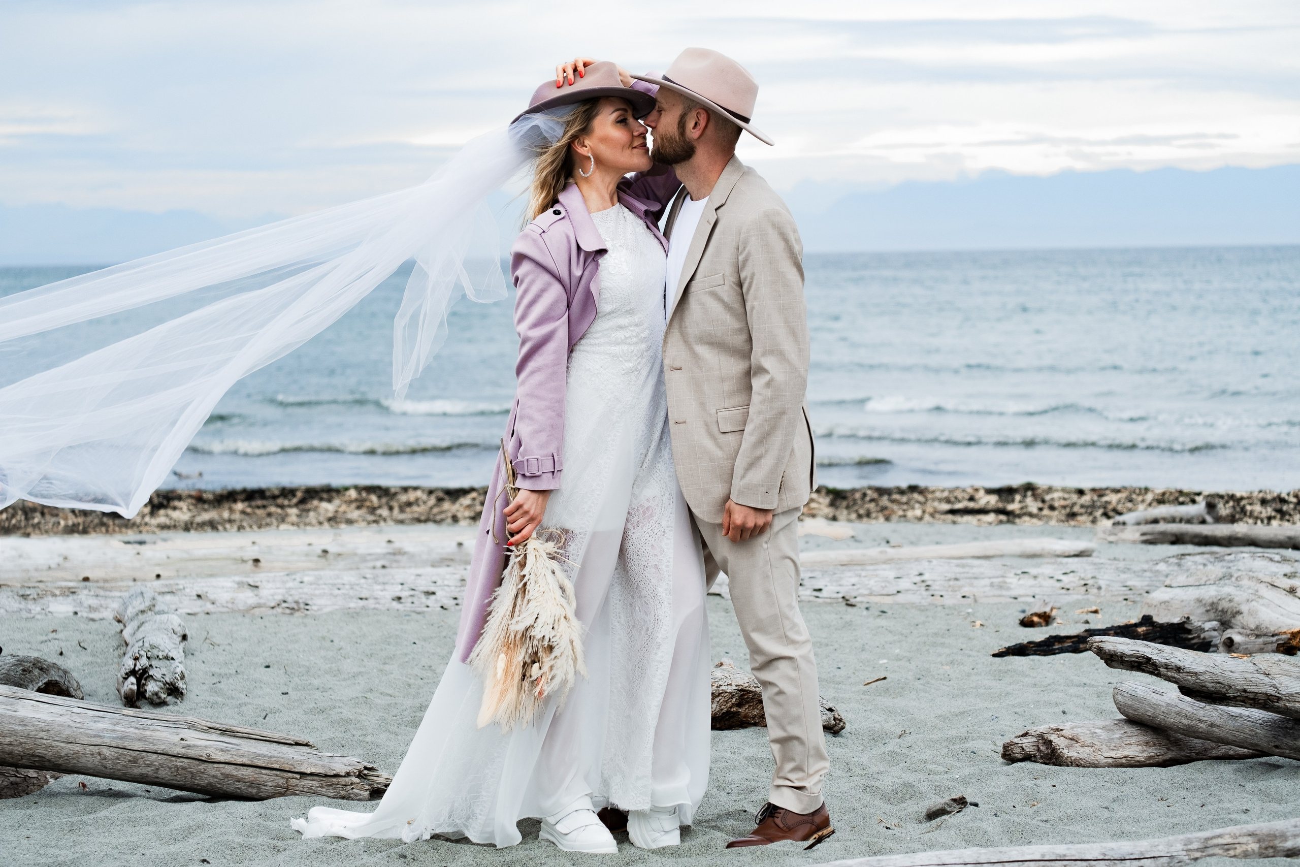 cinematic kiss moment captured in BC