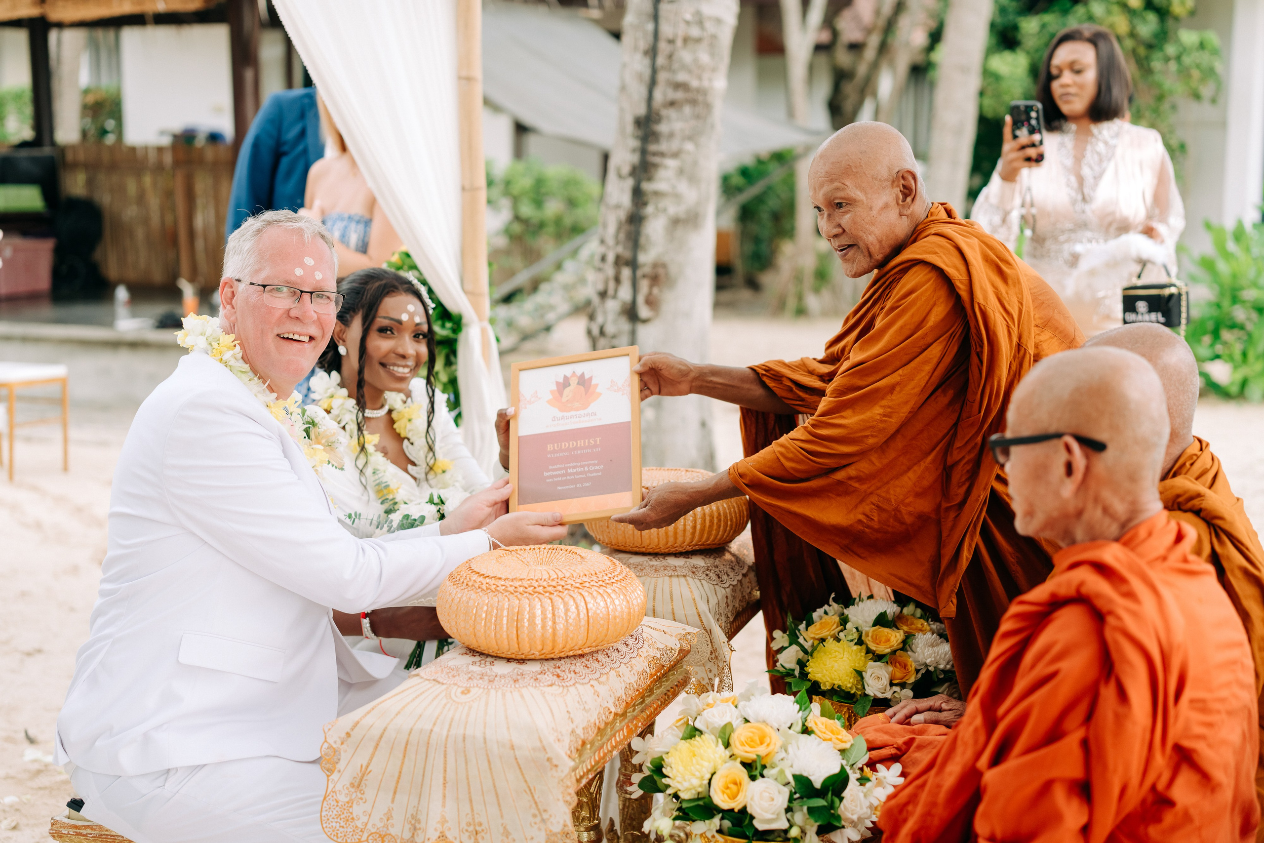 Buddhist Wedding Ceremony on the Beach in Koh Samui, Thailand
