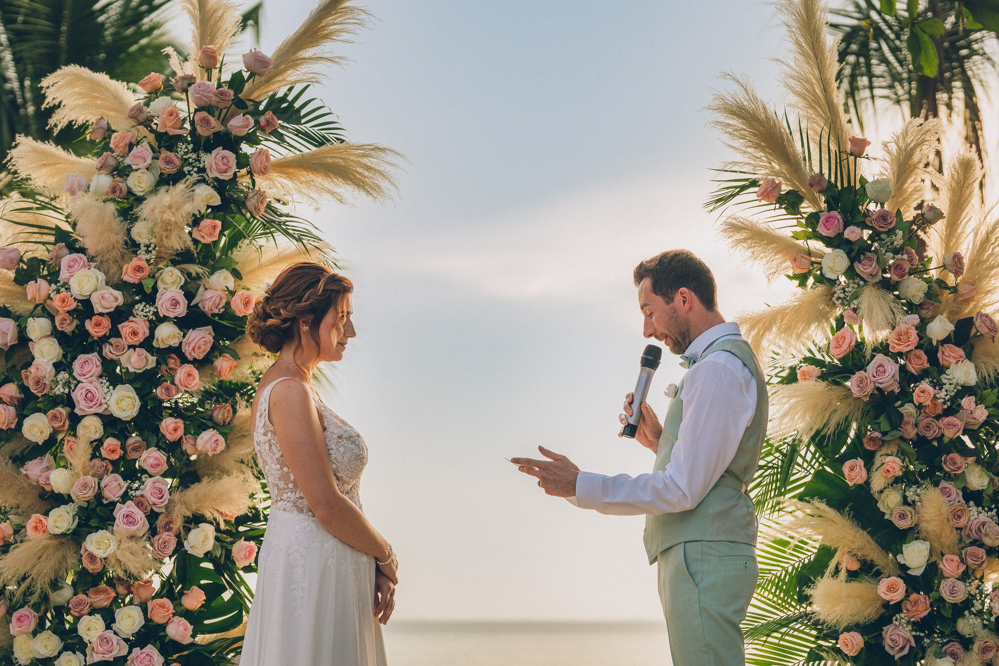 Sunset Beach Wedding with Guests in Koh Samui