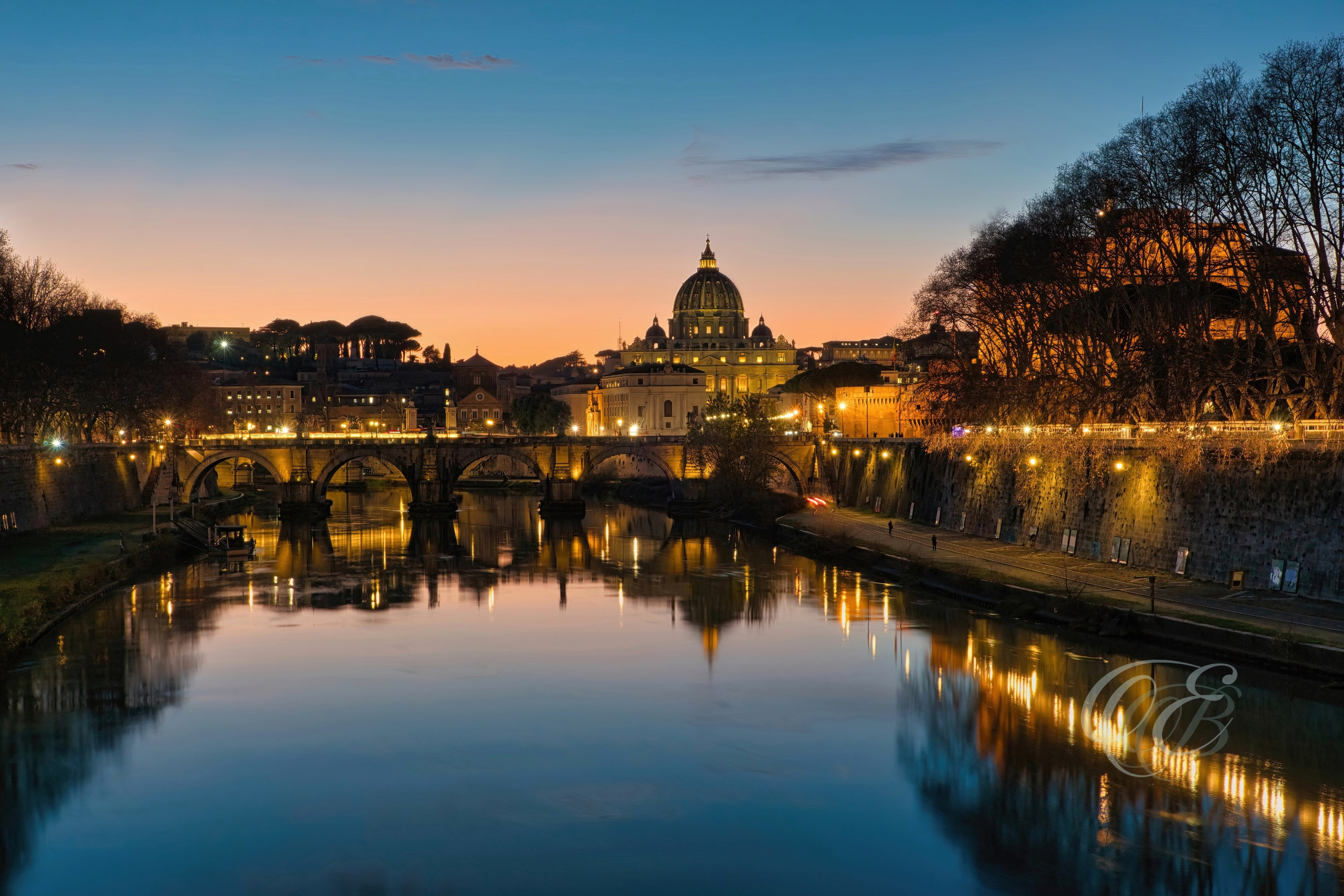 Rome Italy - The Ponte Sant'Angelo Sunset - Eduardo Bartoli Fine Art Photography - The Ponte Sant’Angelo at sunset in Rome, Italy – fine art photography by Eduardo Bartoli.