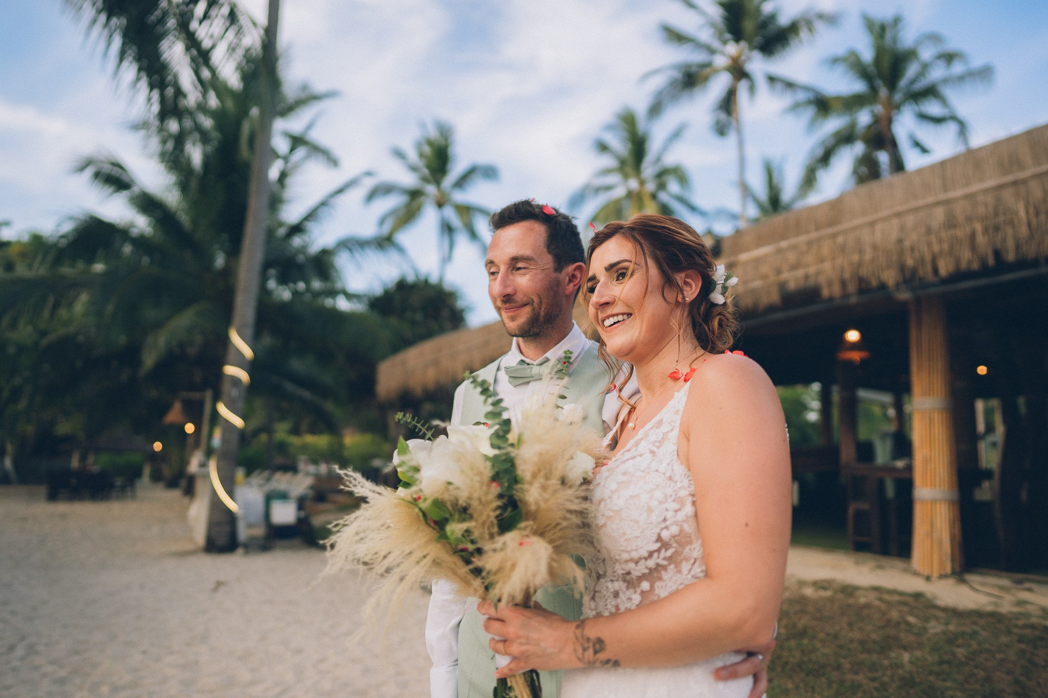 Sunset Beach Wedding with Guests in Koh Samui