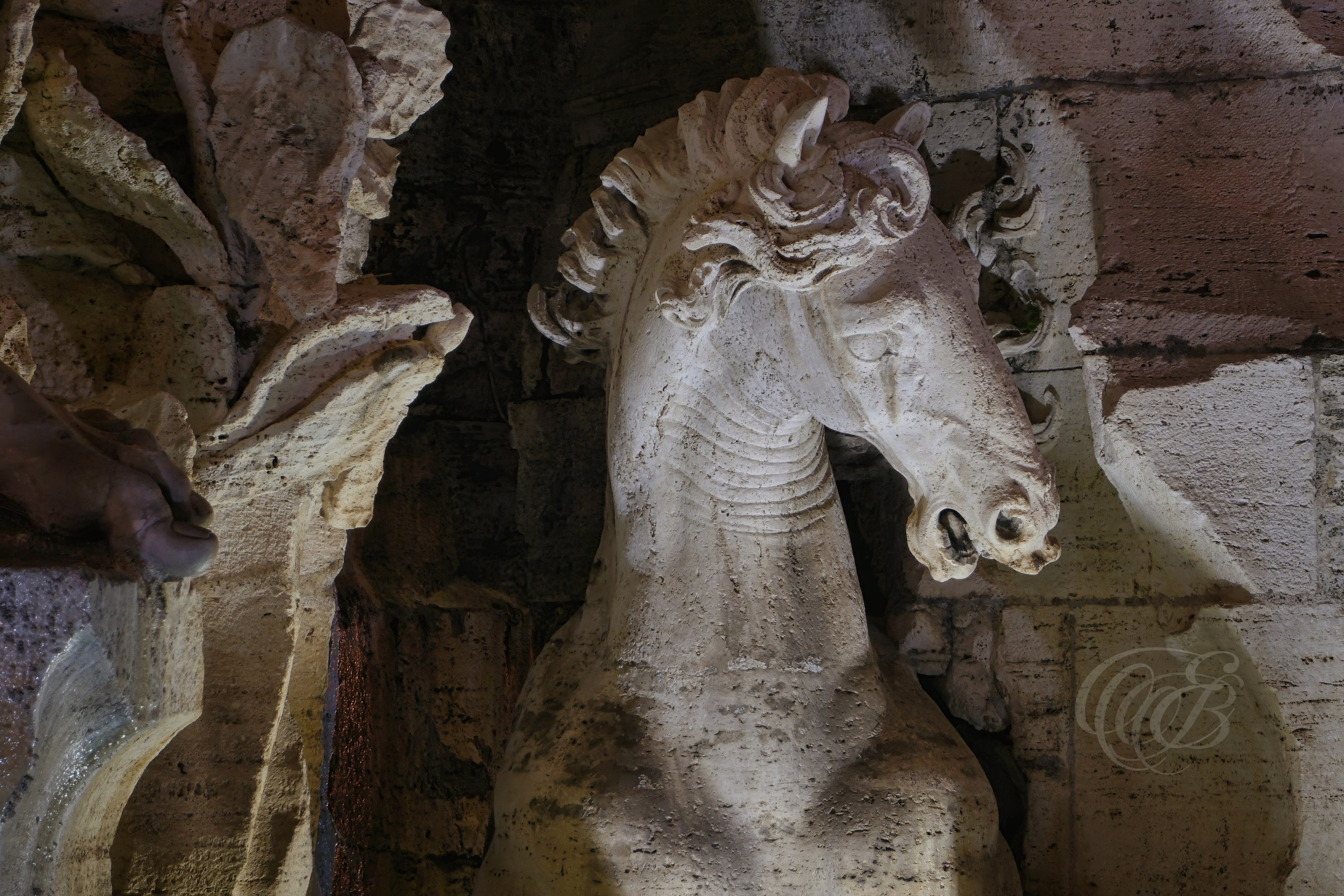 Rome Italy — Fountain of the Four Rivers Danube Horse — Eduardo Bartoli Fine Art Photography — Photograph of the horse figure representing the Danube River on Bernini’s Fountain of the Four Rivers in Piazza Navona, Rome, Italy — photography by Eduardo Bartoli.