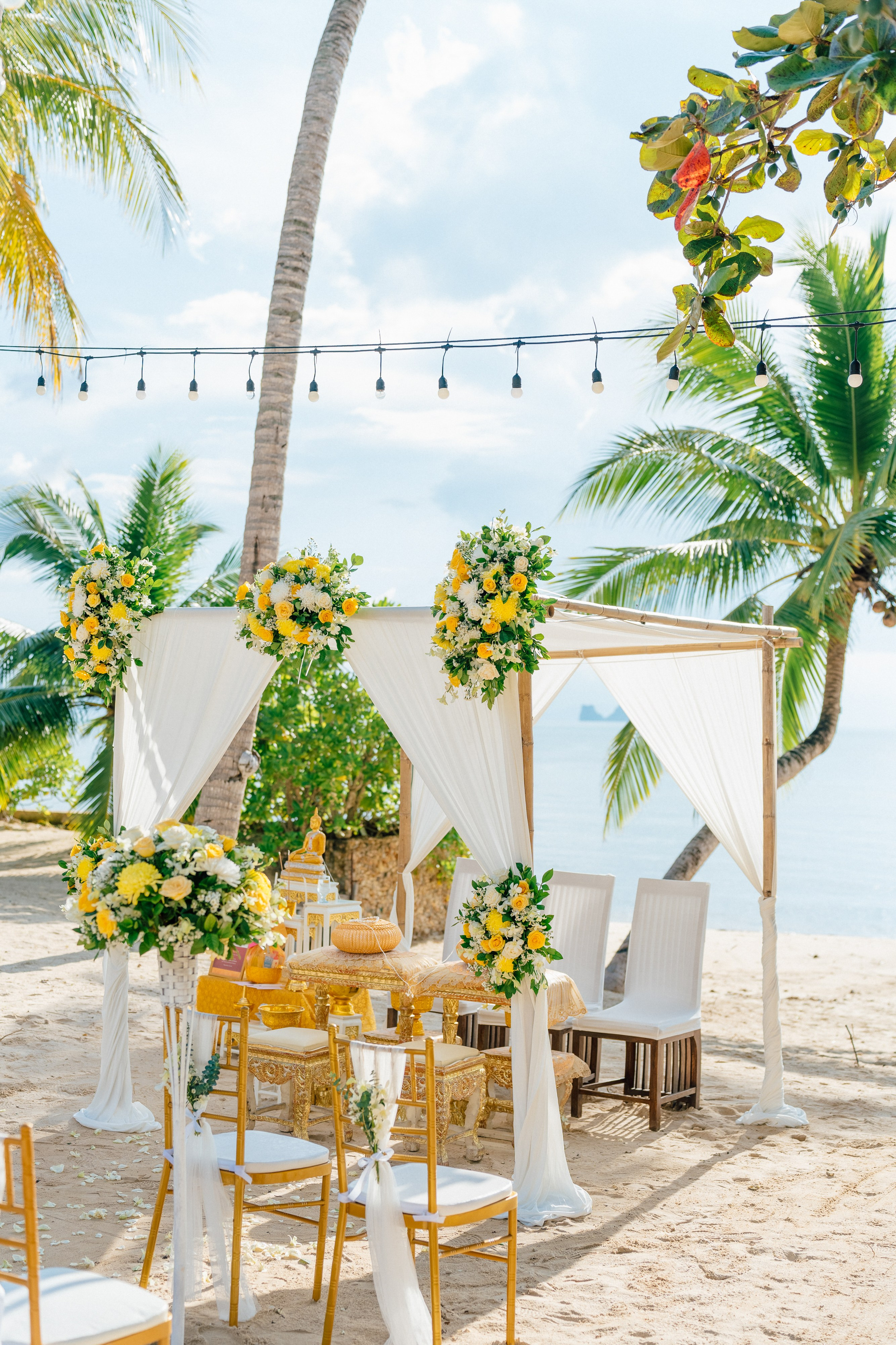 Buddhist Wedding Ceremony on the Beach in Koh Samui, Thailand