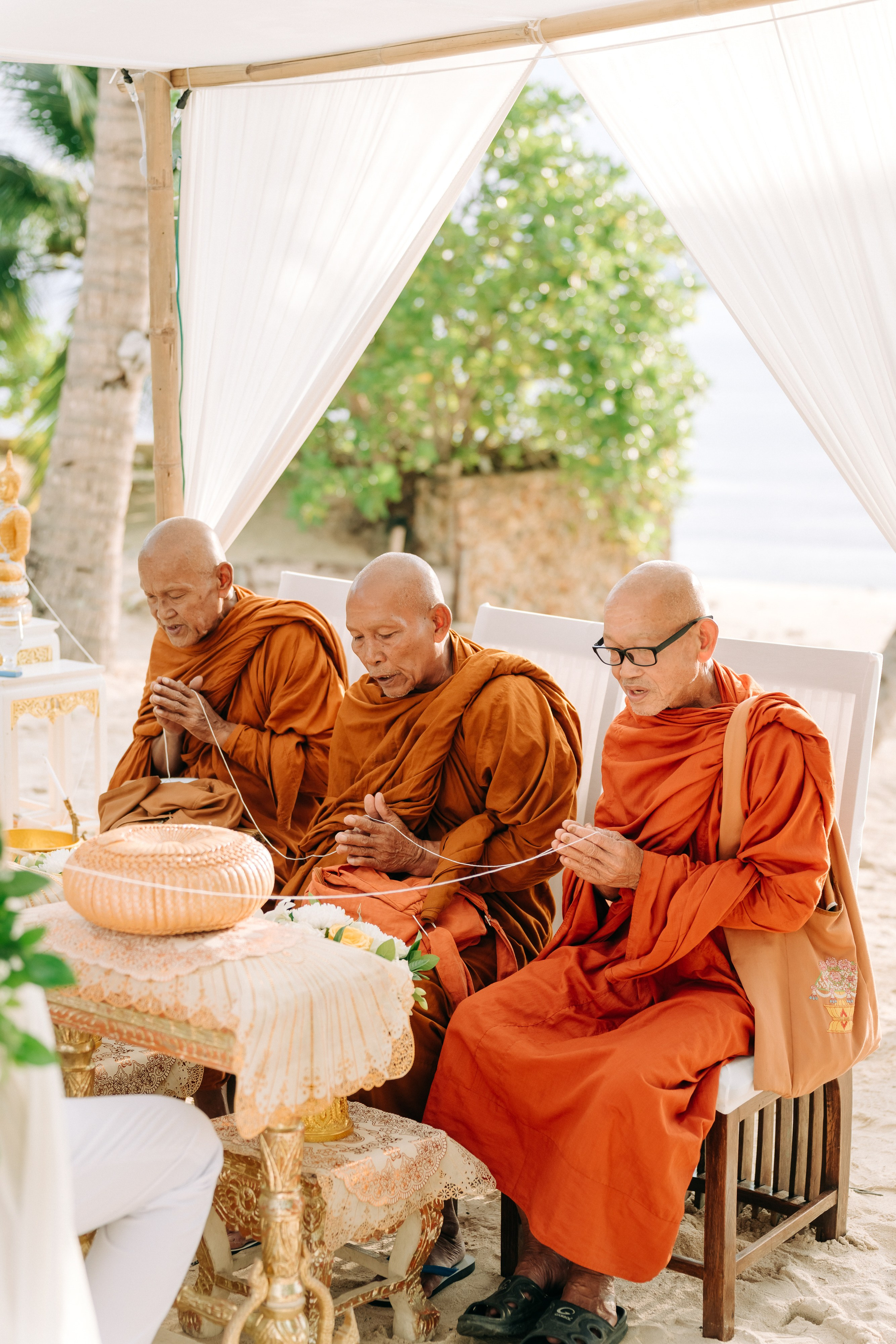 Buddhist Wedding Ceremony on the Beach in Koh Samui, Thailand