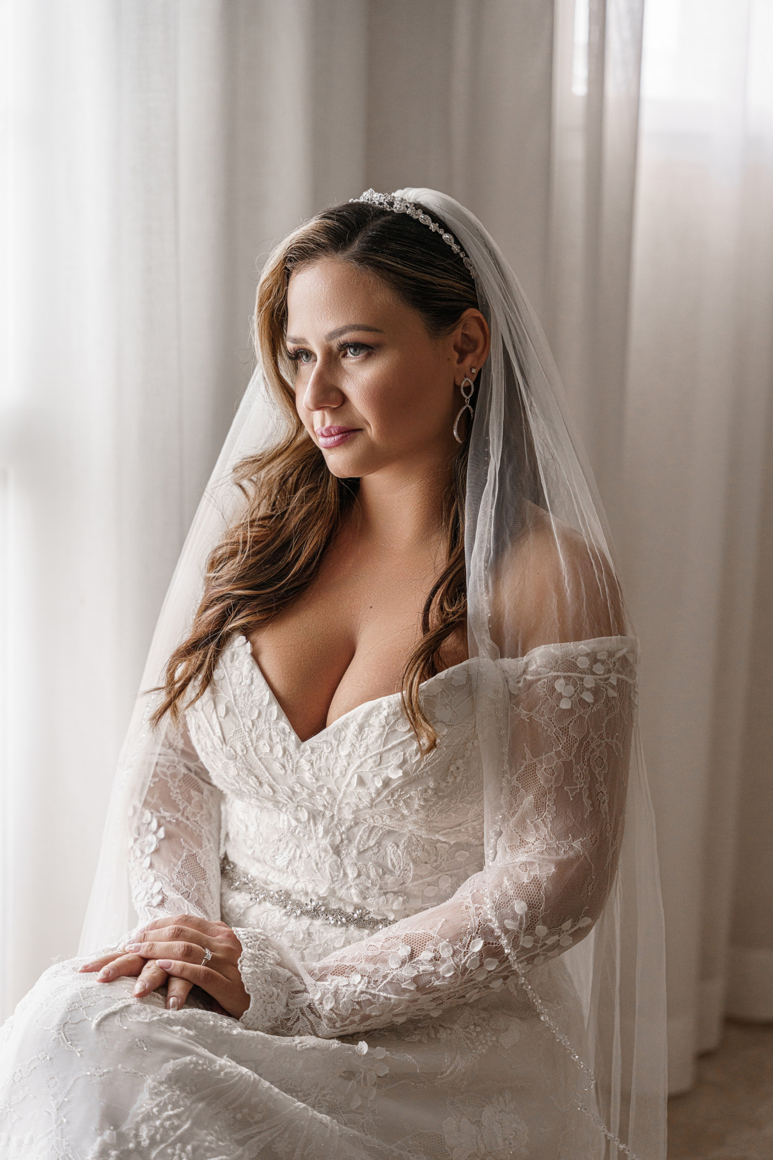 Luxury bridal portrait in natural light
