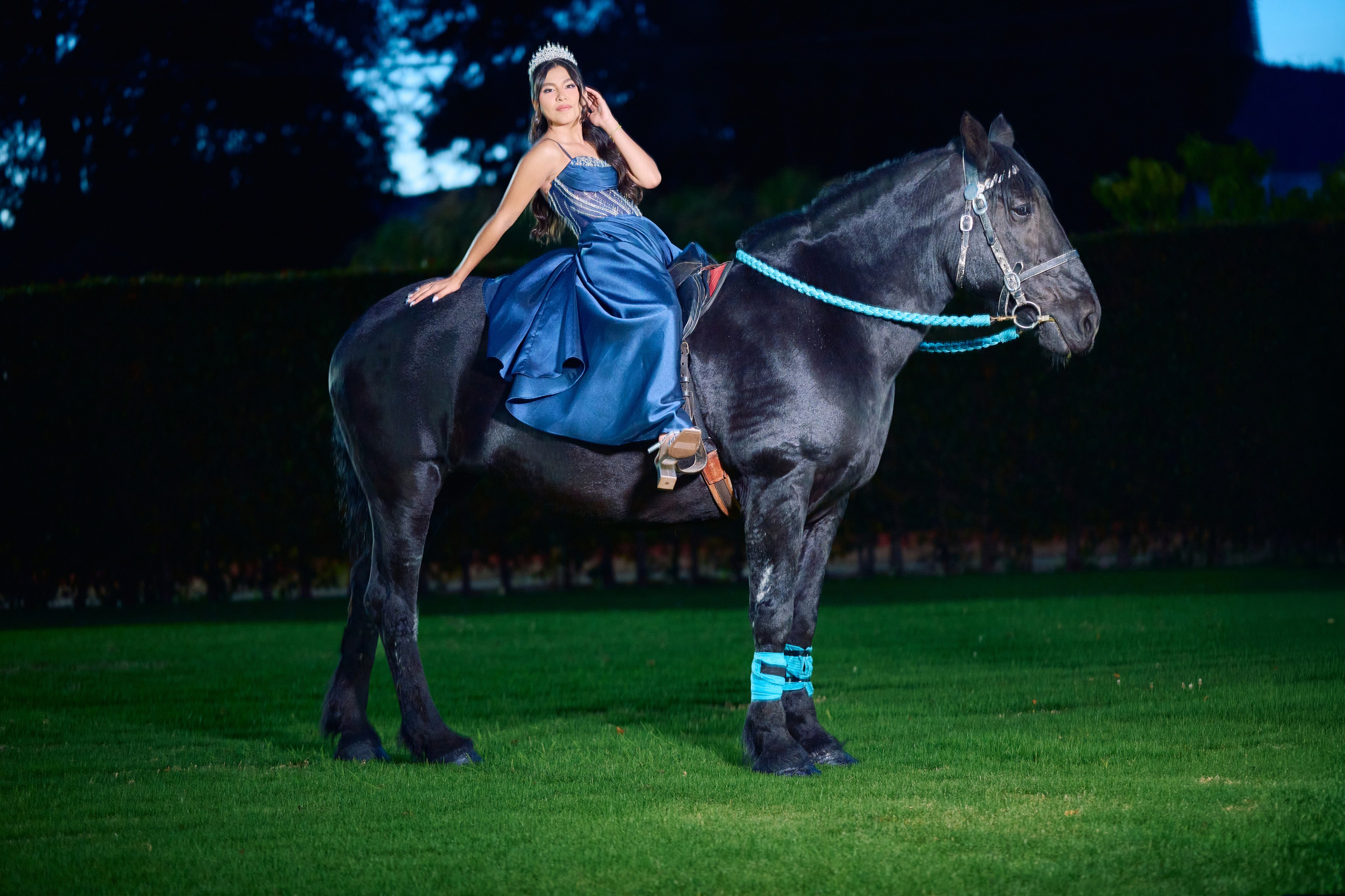 Sara’s Fine Art Quinceañera Photoshoot with a Black Friesian Horse | ZZ Portraits by Hendrick
