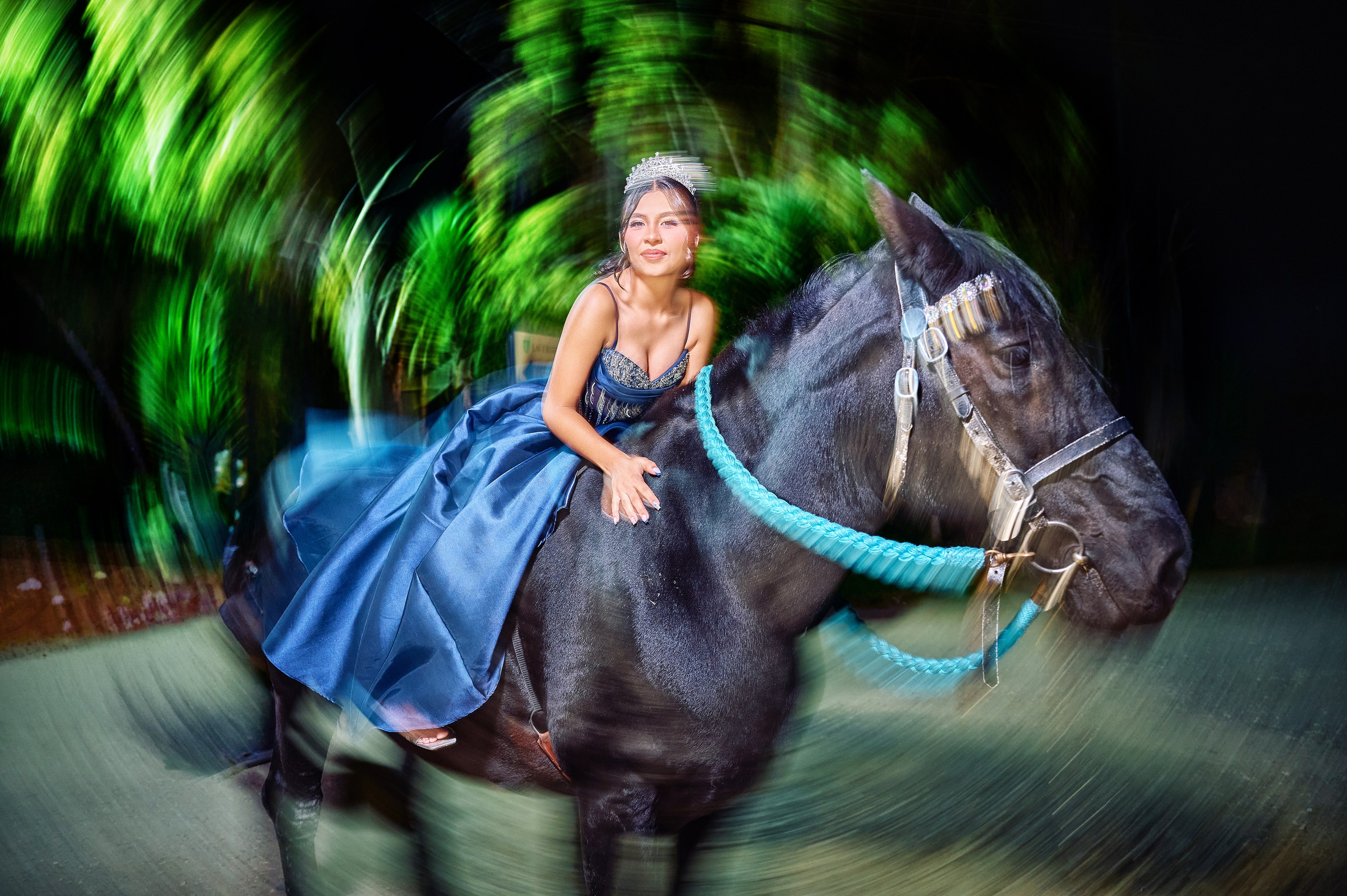 Sara’s Fine Art Quinceañera Photoshoot with a Black Friesian Horse | ZZ Portraits by Hendrick