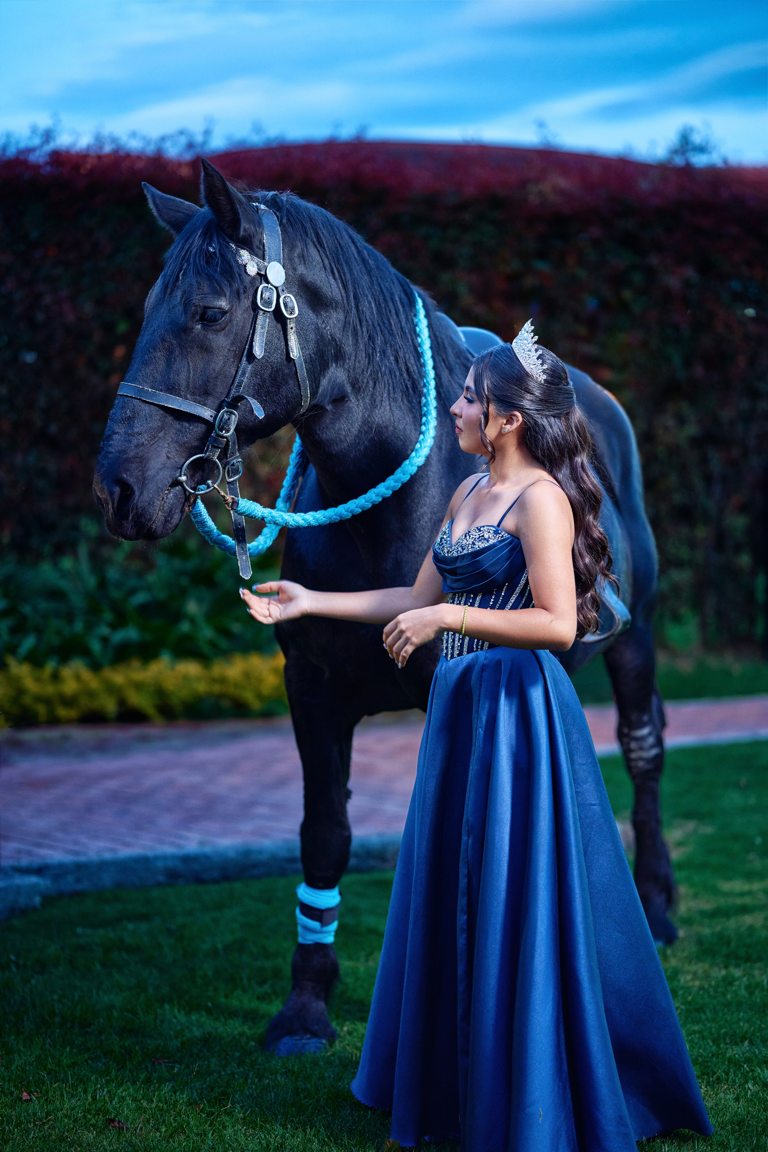 Sara’s Fine Art Quinceañera Photoshoot with a Black Friesian Horse | ZZ Portraits by Hendrick