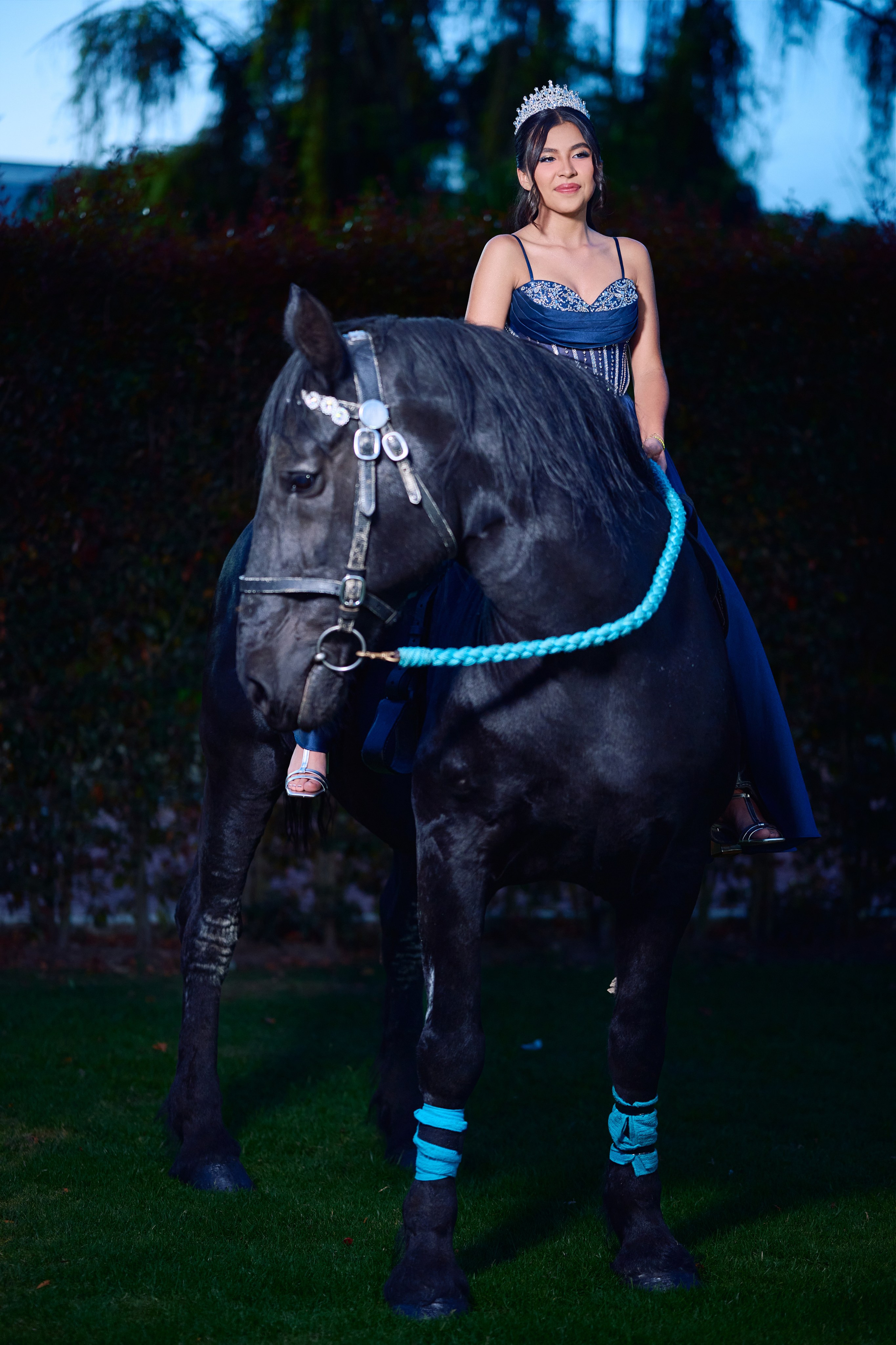 Sara’s Fine Art Quinceañera Photoshoot with a Black Friesian Horse | ZZ Portraits by Hendrick