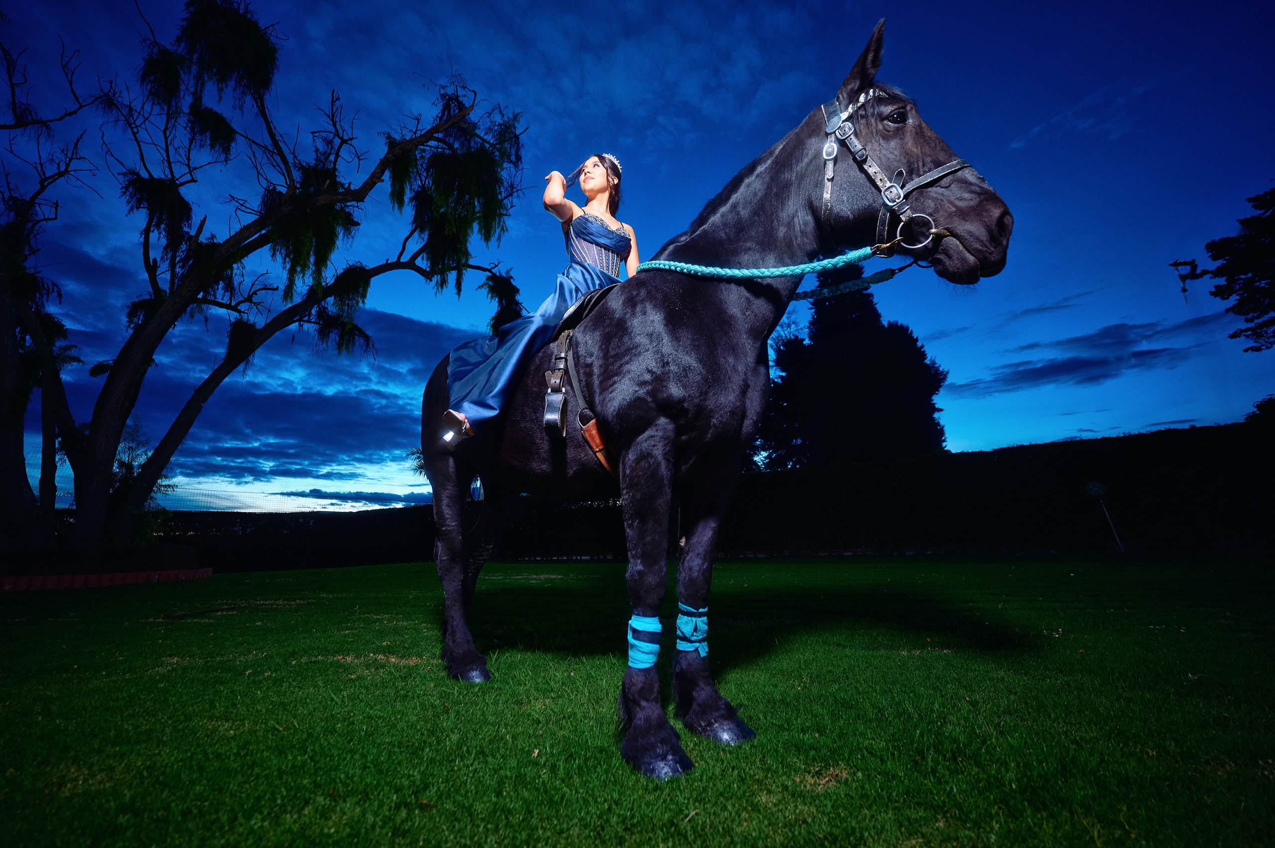 Sara’s Fine Art Quinceañera Photoshoot with a Black Friesian Horse | ZZ Portraits by Hendrick