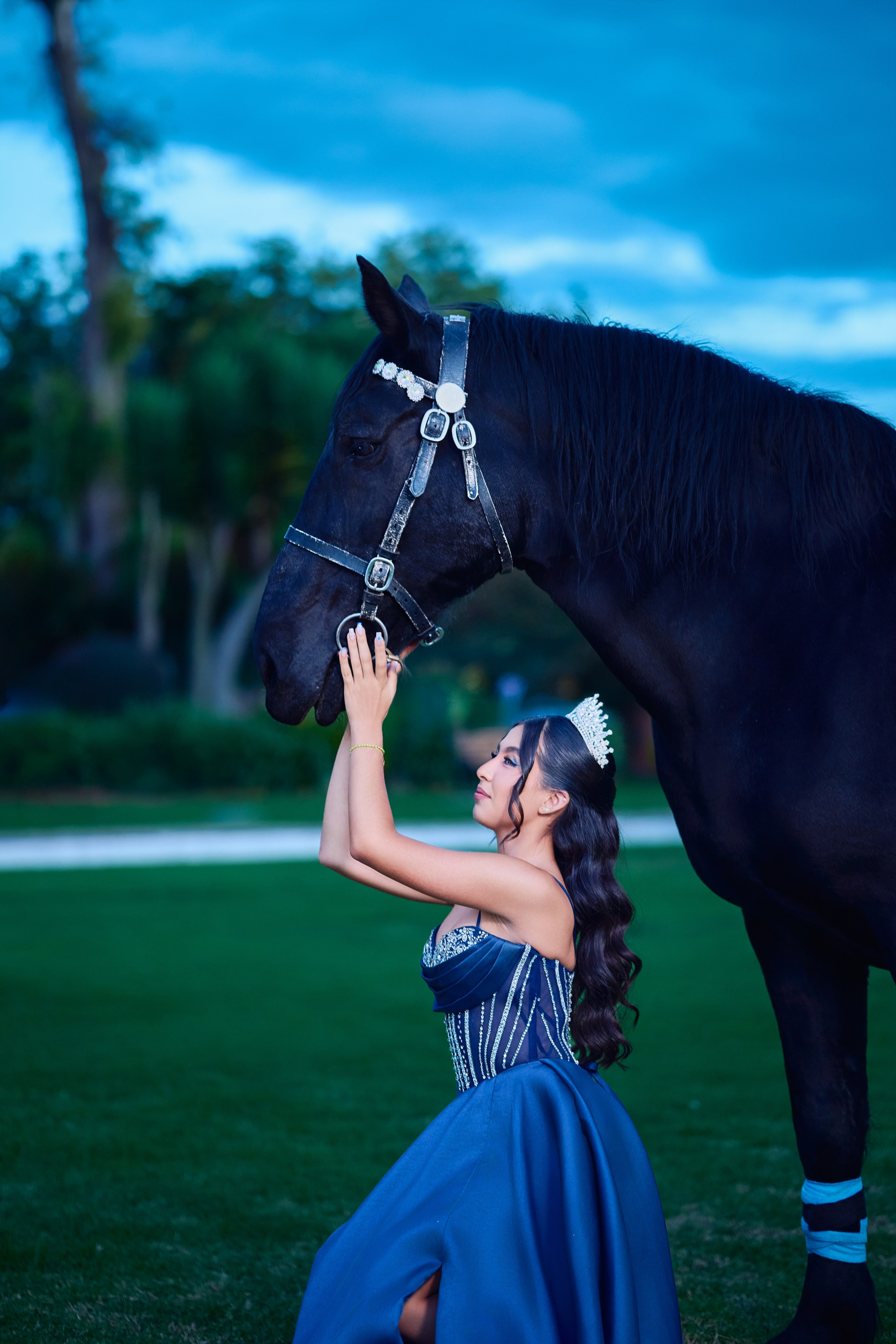 Sara’s Fine Art Quinceañera Photoshoot with a Black Friesian Horse | ZZ Portraits by Hendrick