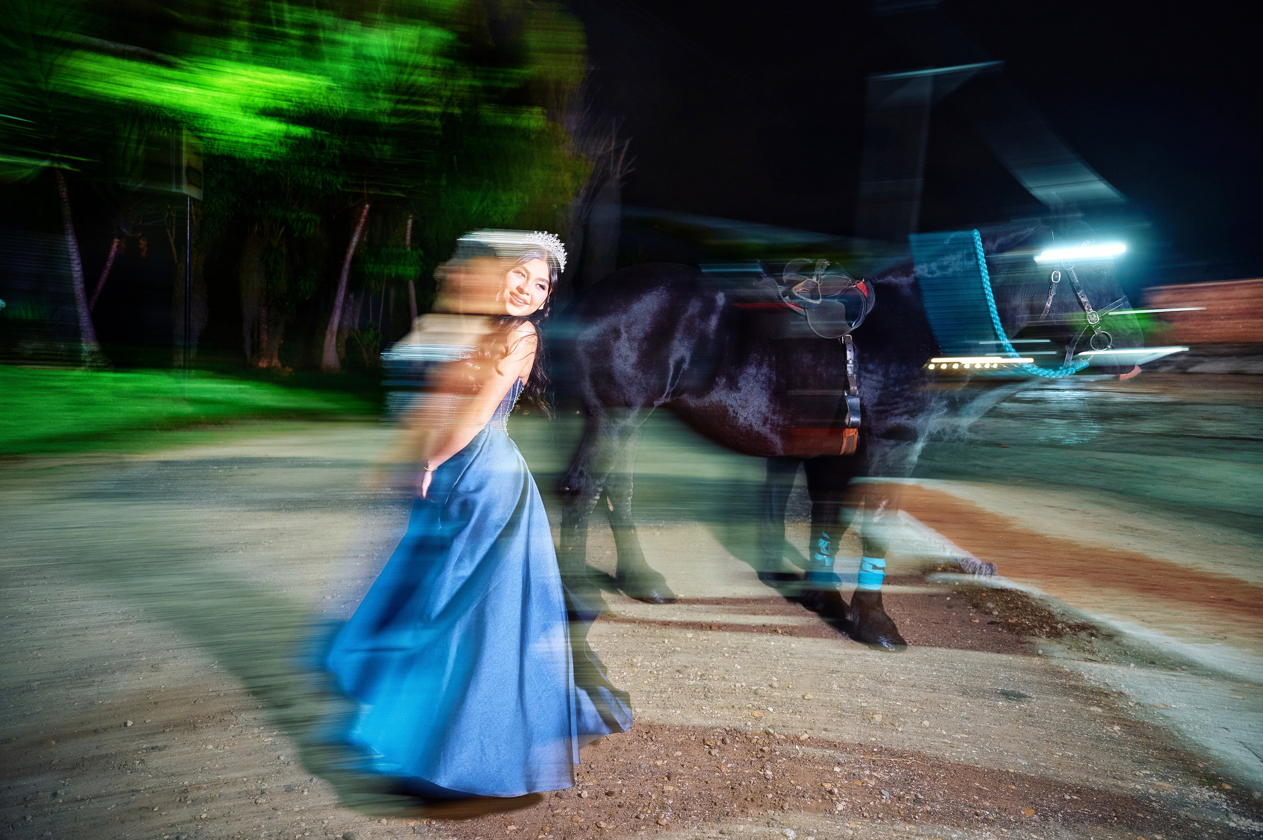 Sara’s Fine Art Quinceañera Photoshoot with a Black Friesian Horse | ZZ Portraits by Hendrick