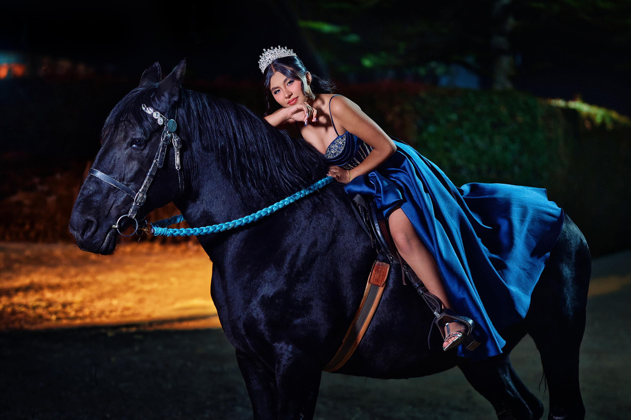 Sara’s Fine Art Quinceañera Photoshoot with a Black Friesian Horse | ZZ Portraits by Hendrick