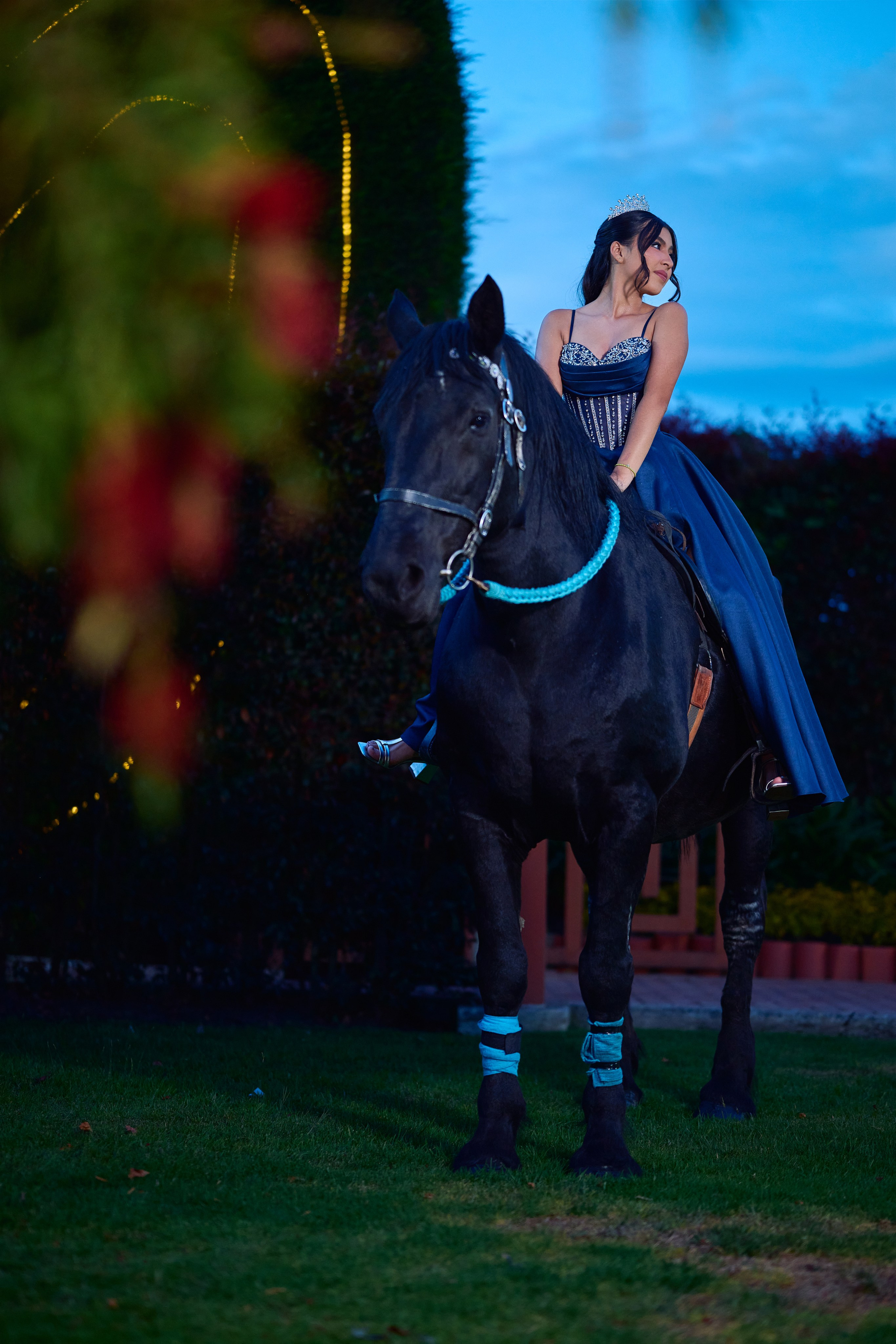 Sara’s Fine Art Quinceañera Photoshoot with a Black Friesian Horse | ZZ Portraits by Hendrick